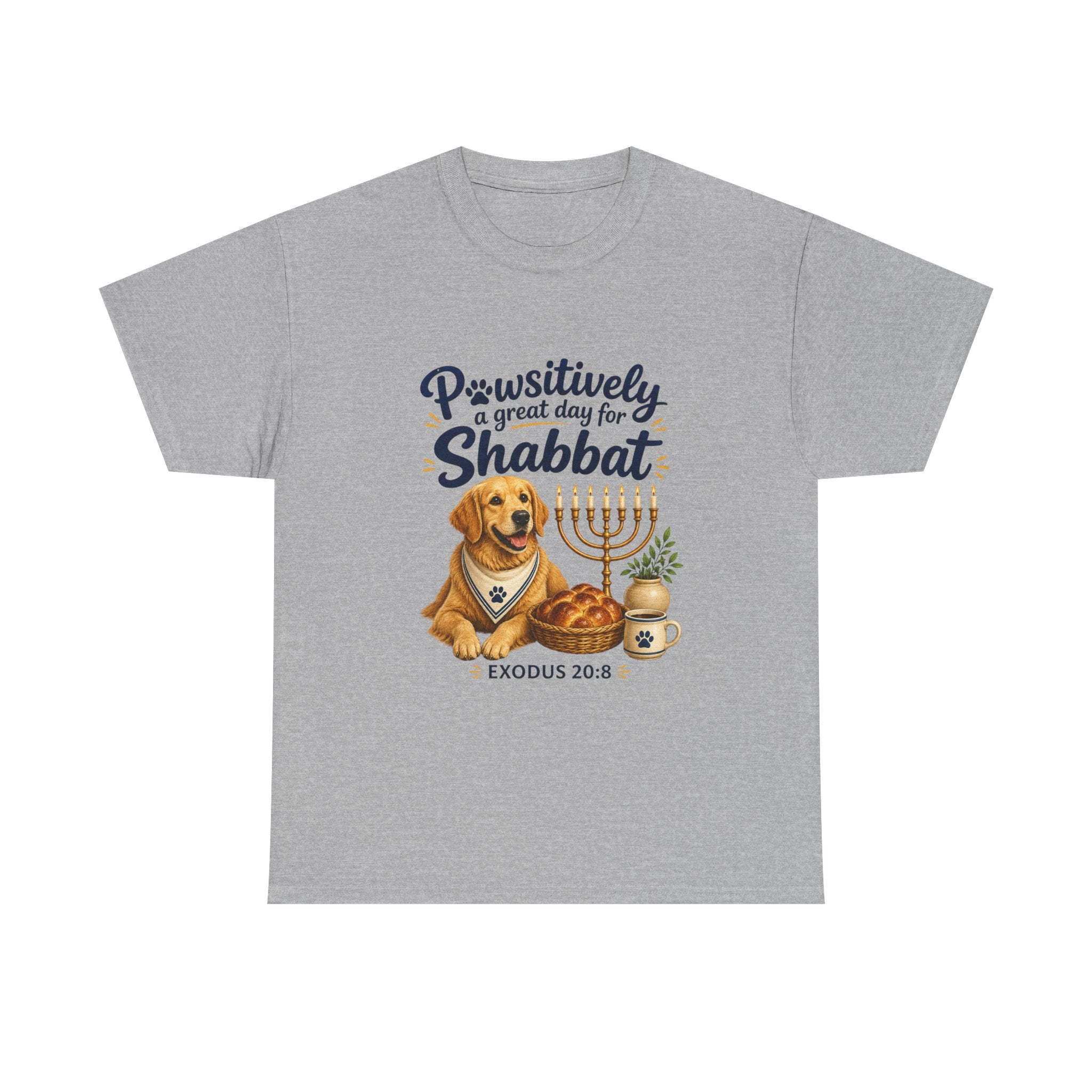 Pawsitively a Great Day for Shabbat Dog Lover Shirt – Exodus 20:8 Faith Tee