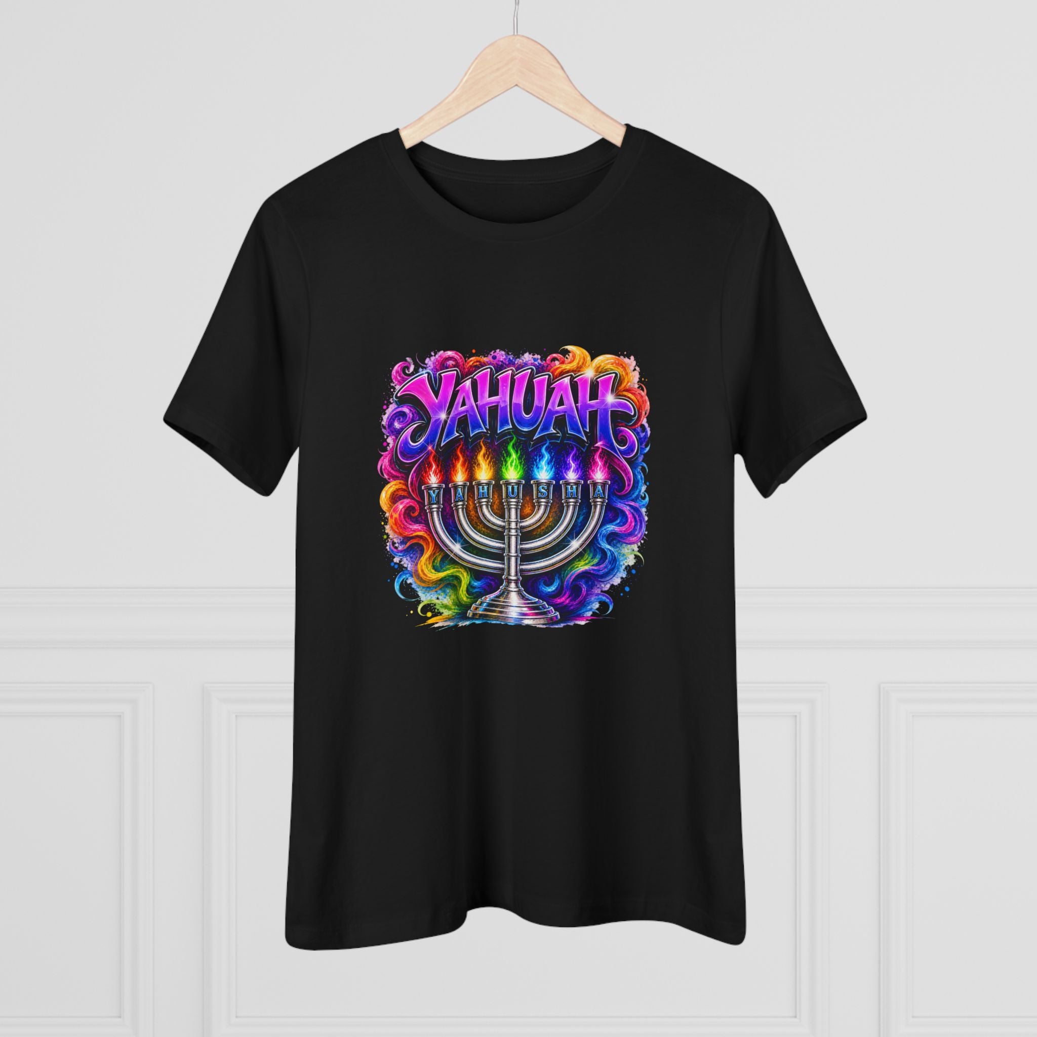 Menorah Rainbow Tee — "Yahuah Colorful Tee