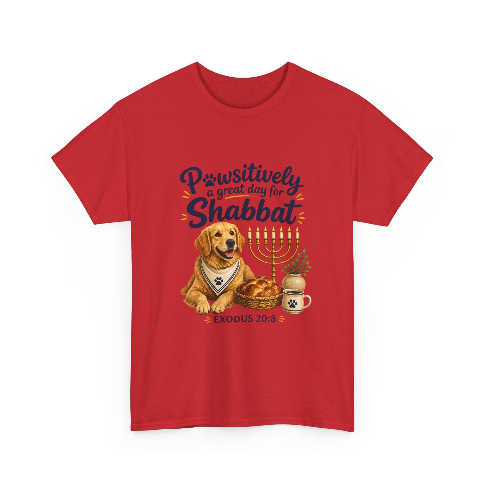 Pawsitively a Great Day for Shabbat Dog Lover Shirt – Exodus 20:8 Faith Tee