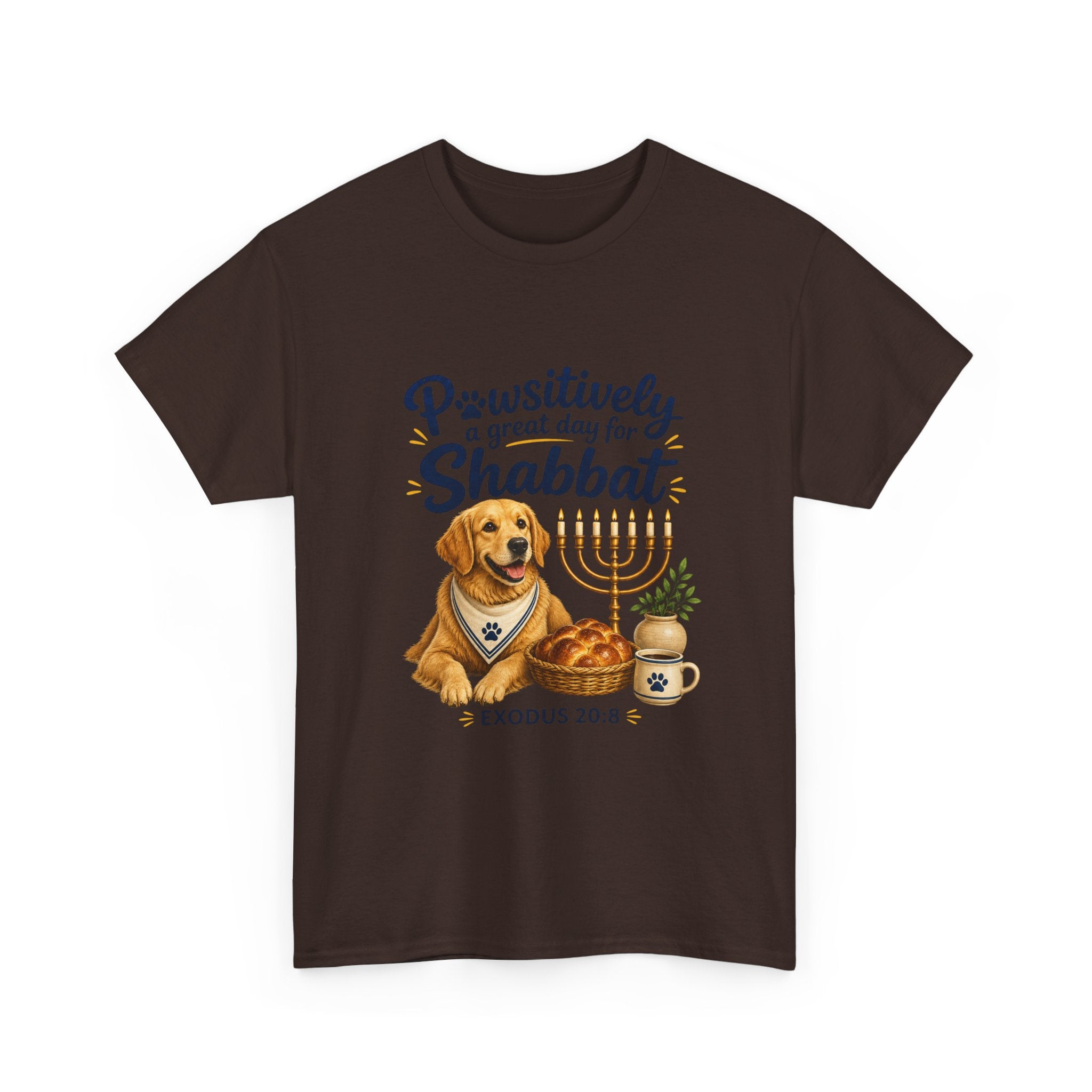 Pawsitively a Great Day for Shabbat Dog Lover Shirt – Exodus 20:8 Faith Tee
