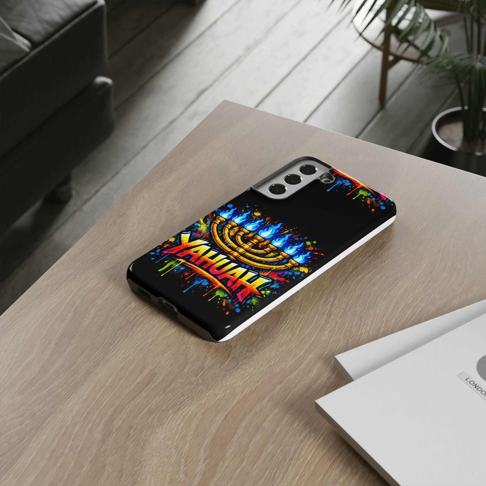 Menorah Yahuah Phone Case — Colorful Graffiti Protective Case