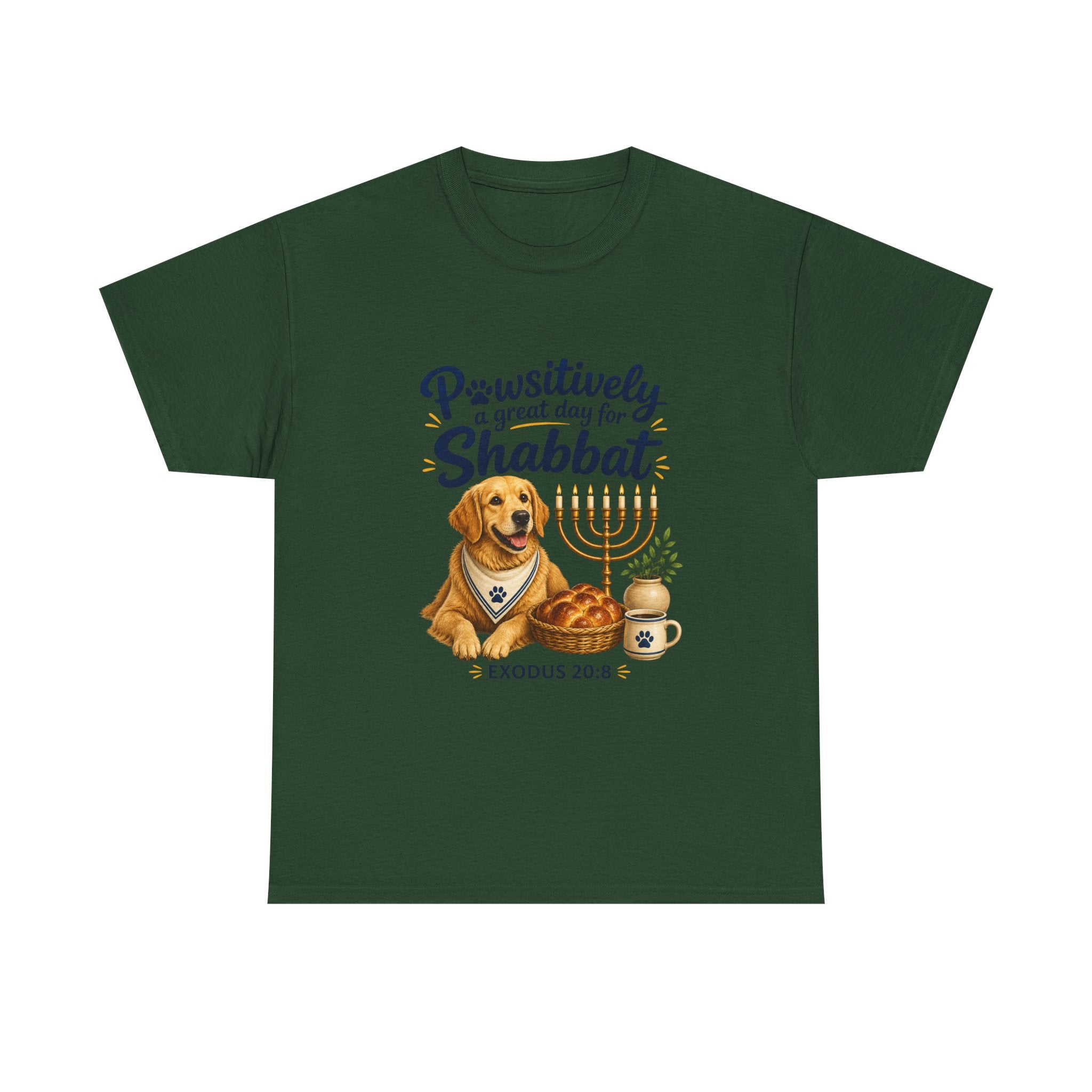 Pawsitively a Great Day for Shabbat Dog Lover Shirt – Exodus 20:8 Faith Tee