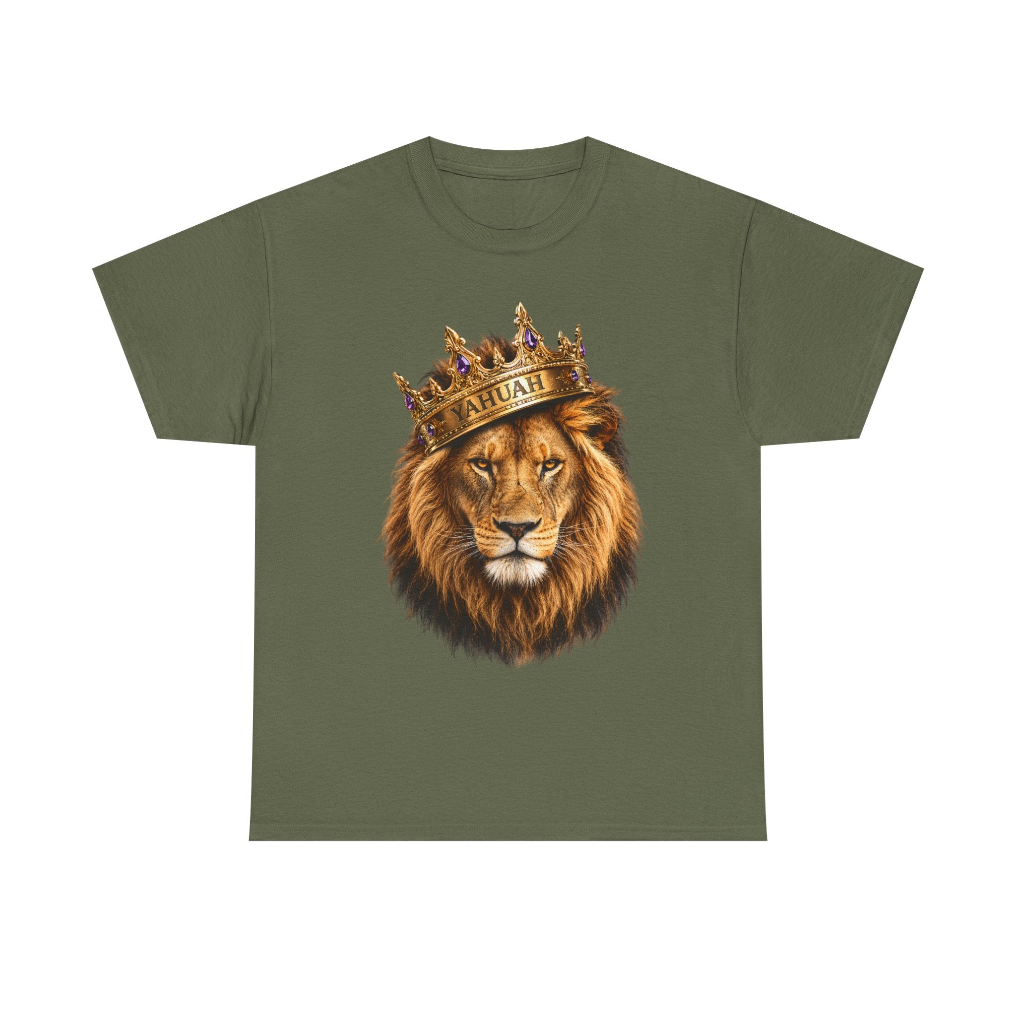 Yahuah Lion Of Yahudah King Crown T-Shirt — Regal Lion Graphic Tee