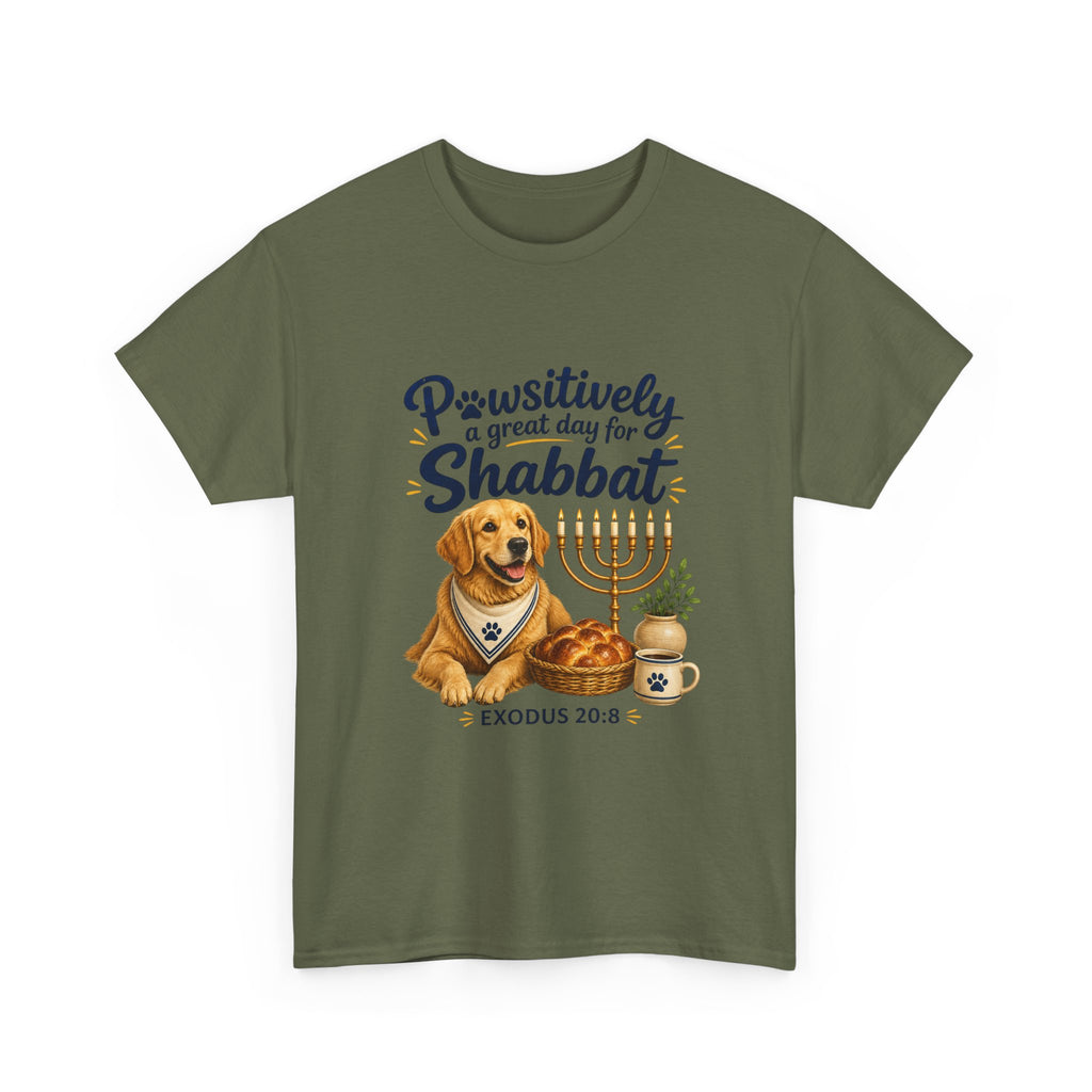 Pawsitively a Great Day for Shabbat Dog Lover Shirt – Exodus 20:8 Faith Tee