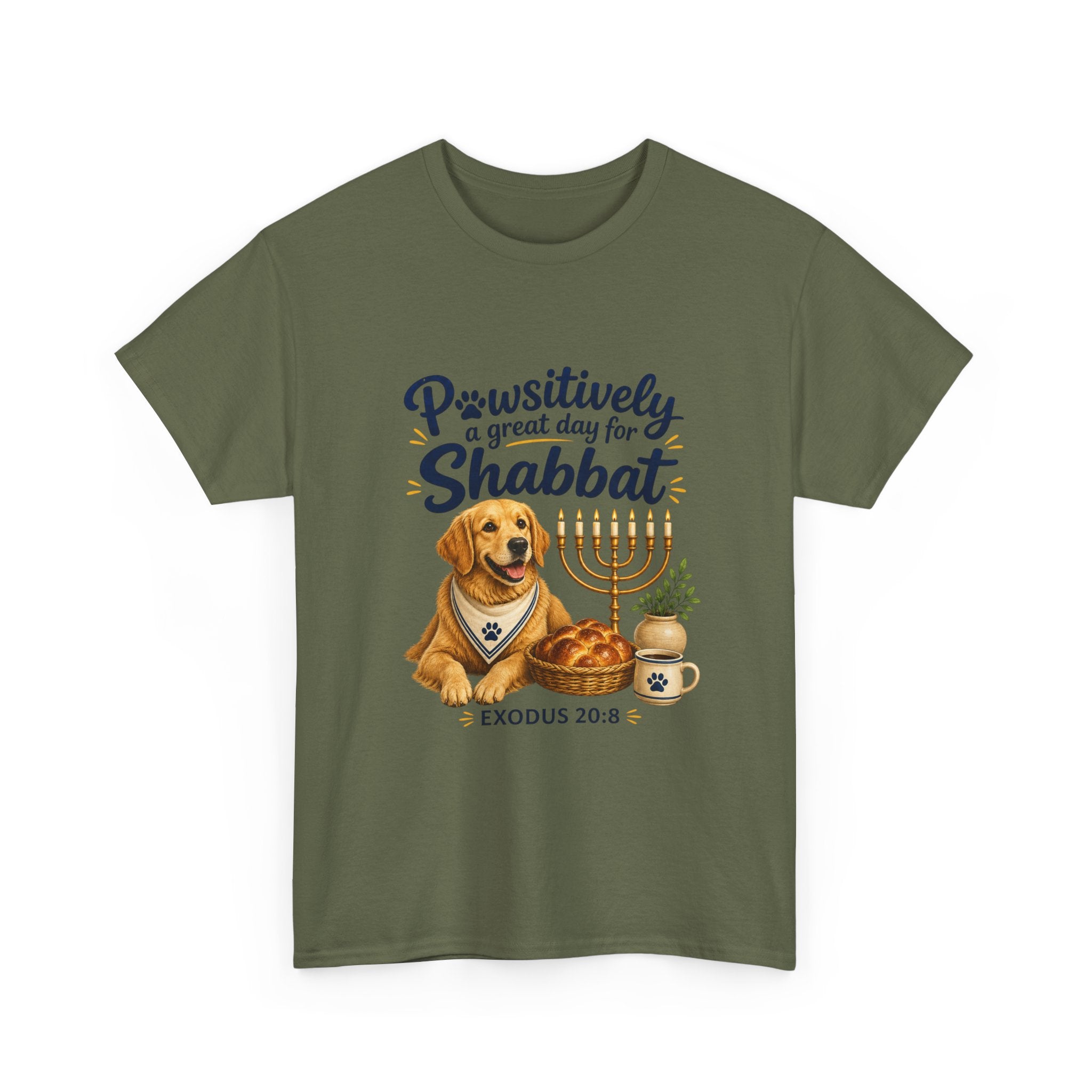 Pawsitively a Great Day for Shabbat Dog Lover Shirt – Exodus 20:8 Faith Tee