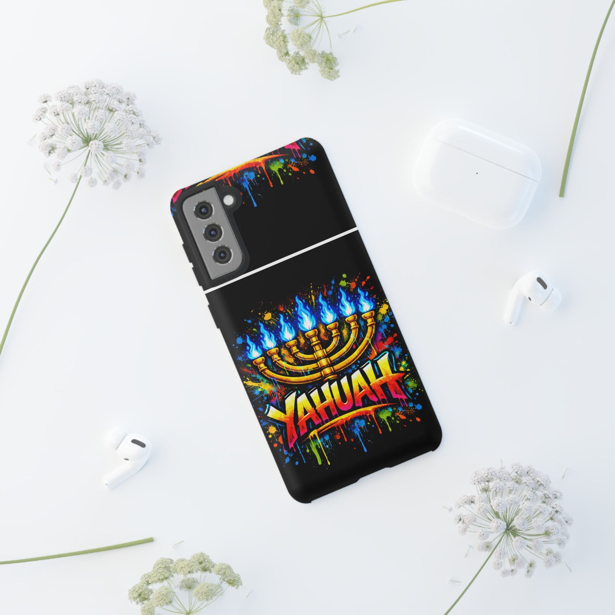 Menorah Yahuah Phone Case — Colorful Graffiti Protective Case