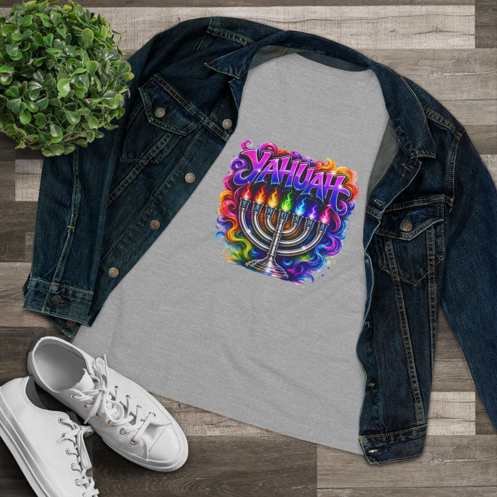 Menorah Rainbow Tee — "Yahuah Colorful Tee