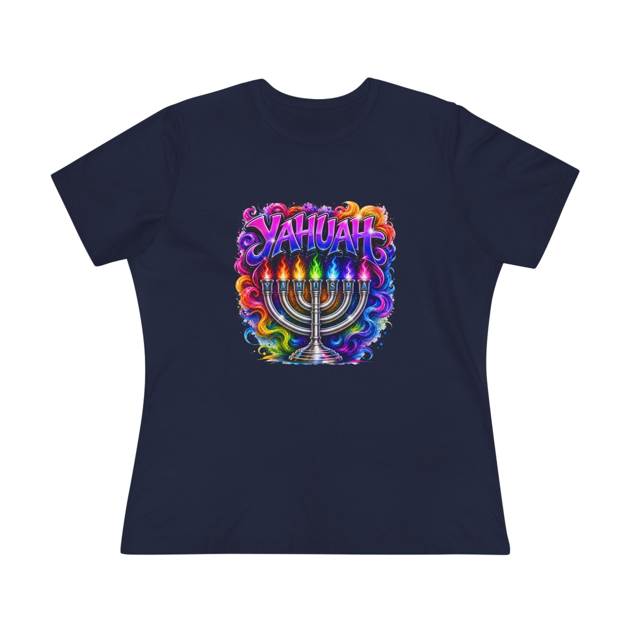 Menorah Rainbow Tee — "Yahuah Colorful Tee