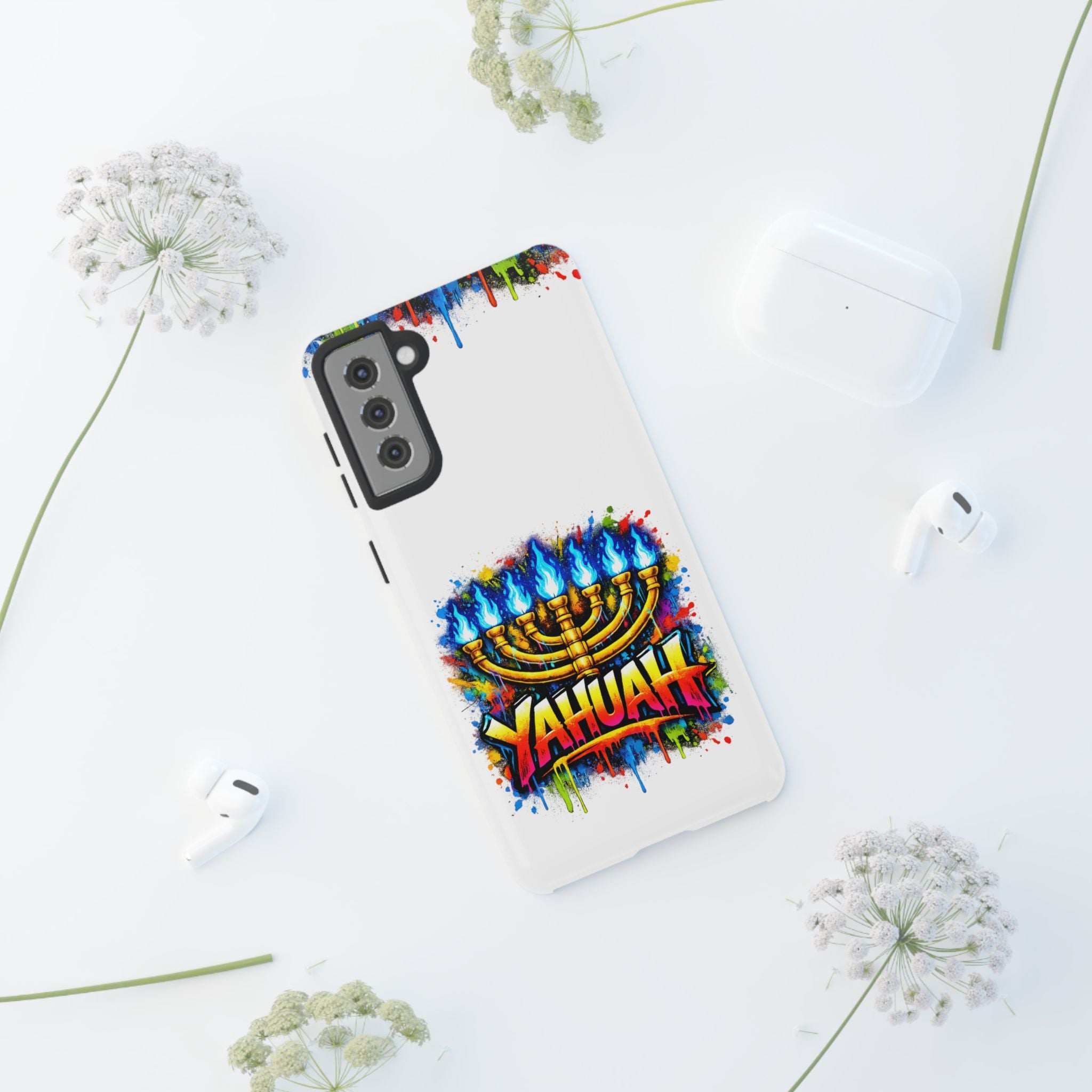 Menorah Yahuah Phone Case — Colorful Graffiti Protective Case