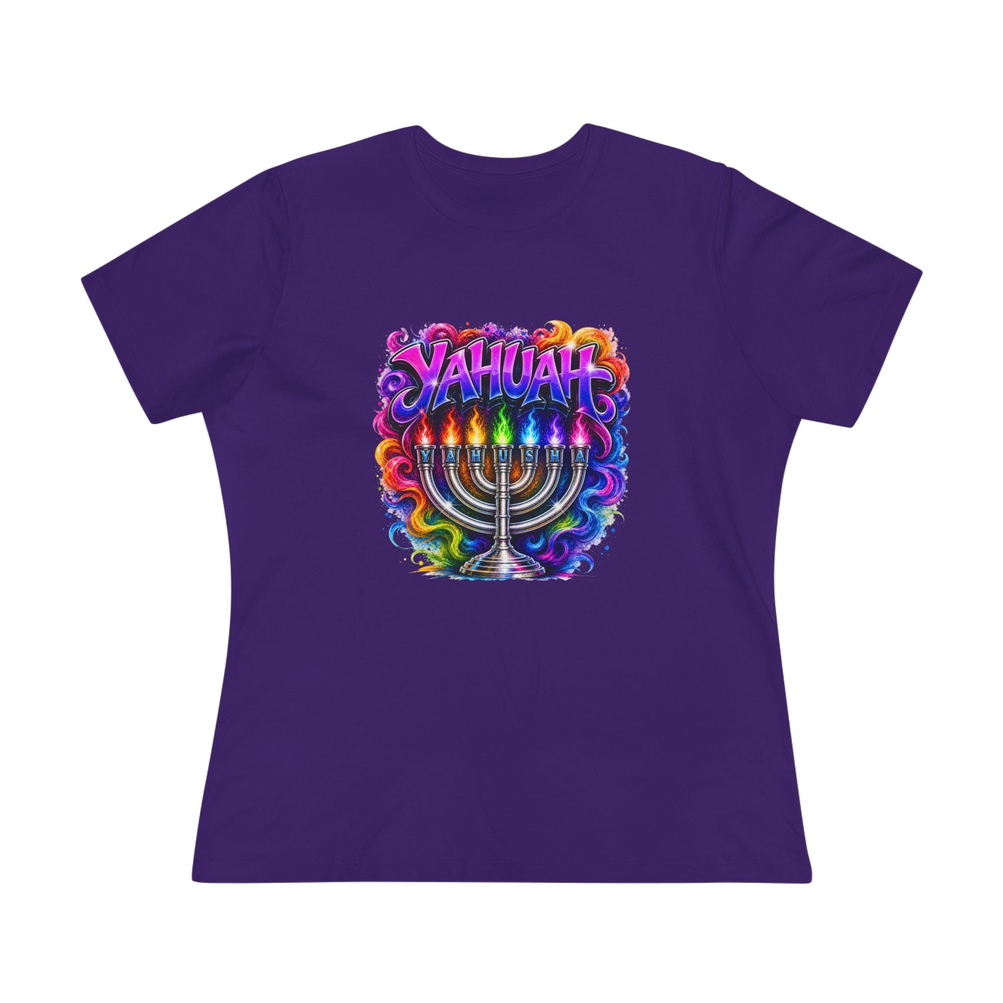 Menorah Rainbow Tee — "Yahuah Colorful Tee