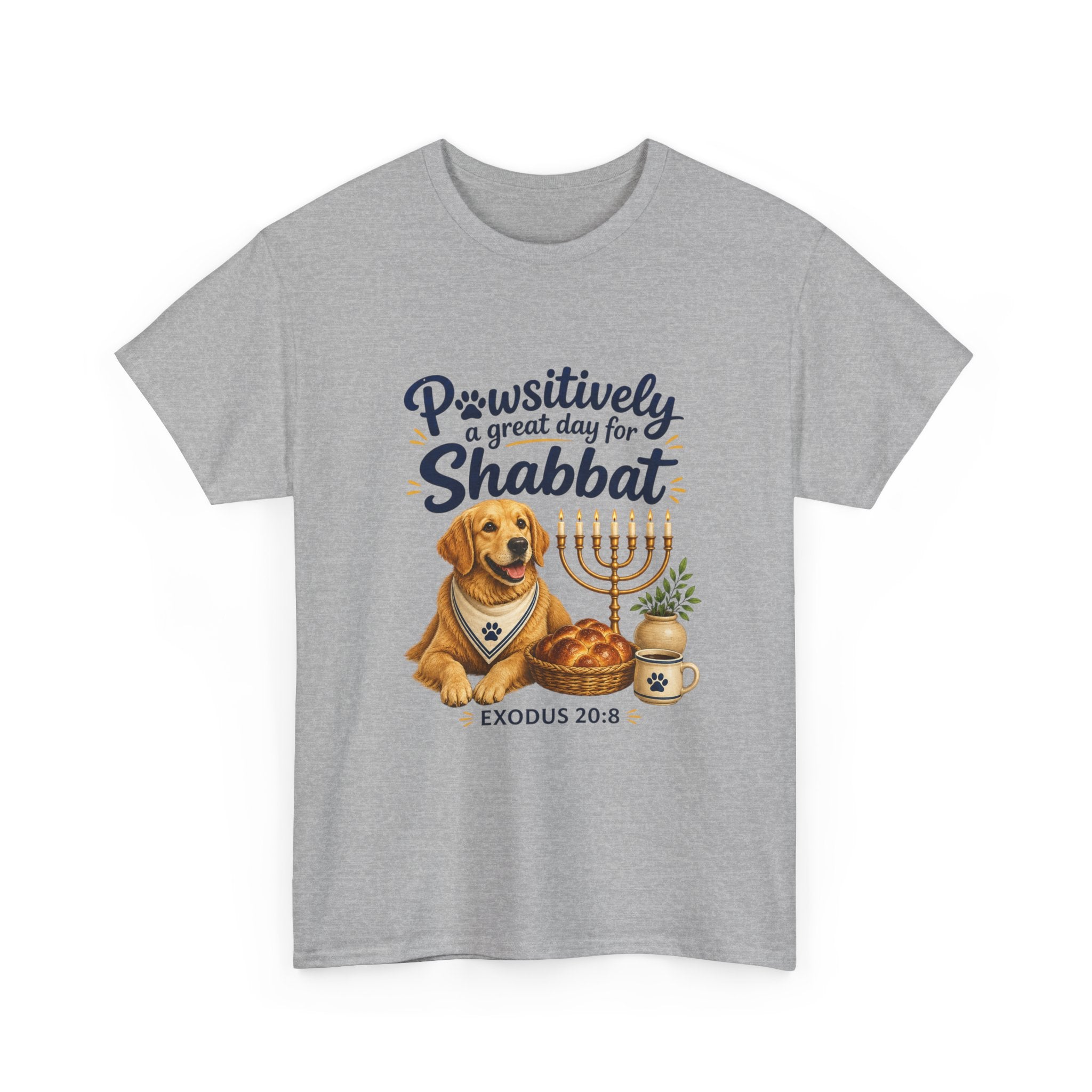 Pawsitively a Great Day for Shabbat Dog Lover Shirt – Exodus 20:8 Faith Tee