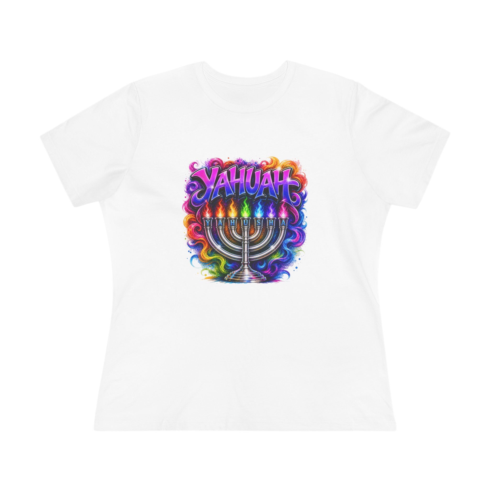 Menorah Rainbow Tee — "Yahuah Colorful Tee