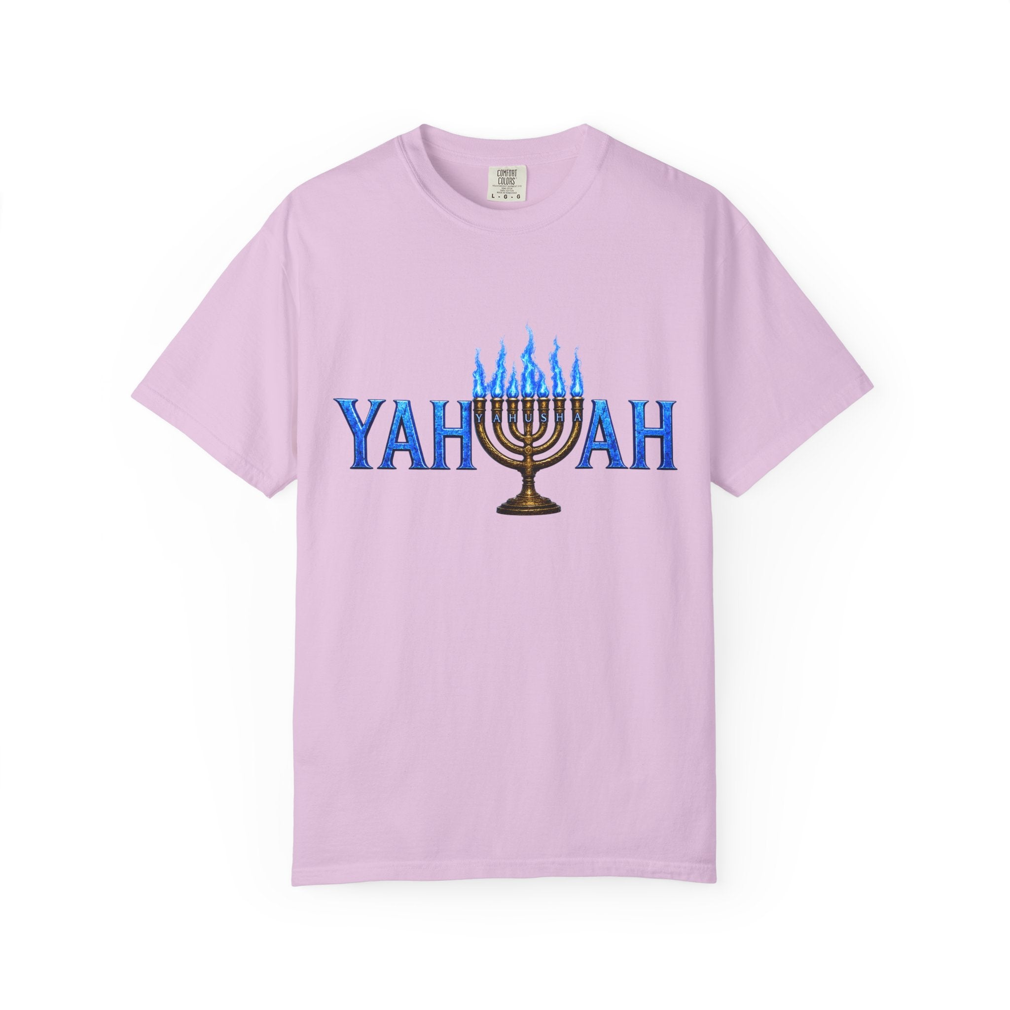 Yahuah Menorah Shirt with Yahusha the son's Name on the Menorah