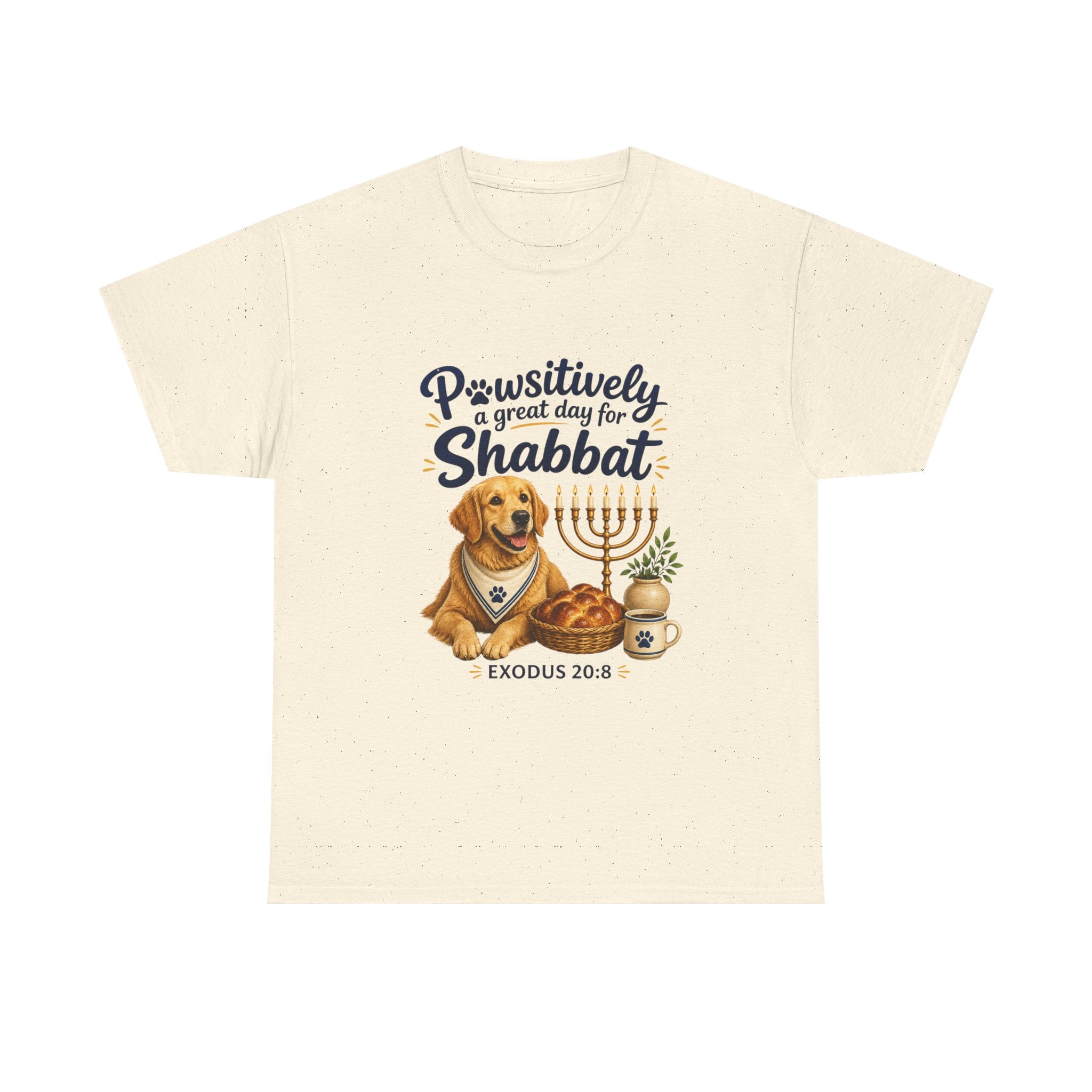 Pawsitively a Great Day for Shabbat Dog Lover Shirt – Exodus 20:8 Faith Tee