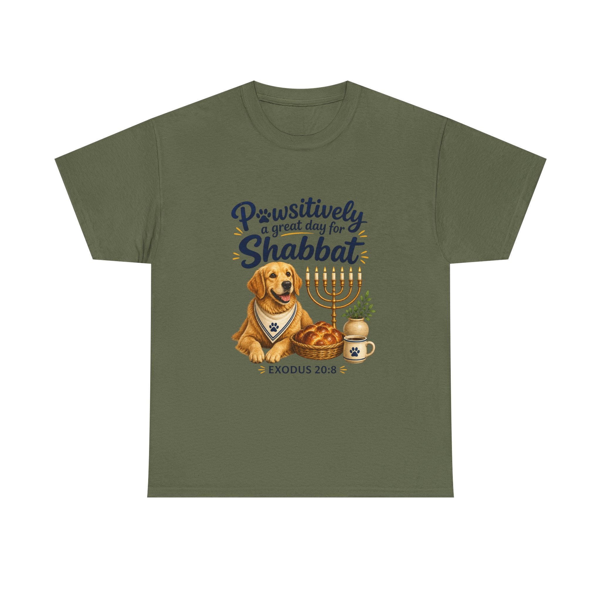 Pawsitively a Great Day for Shabbat Dog Lover Shirt – Exodus 20:8 Faith Tee