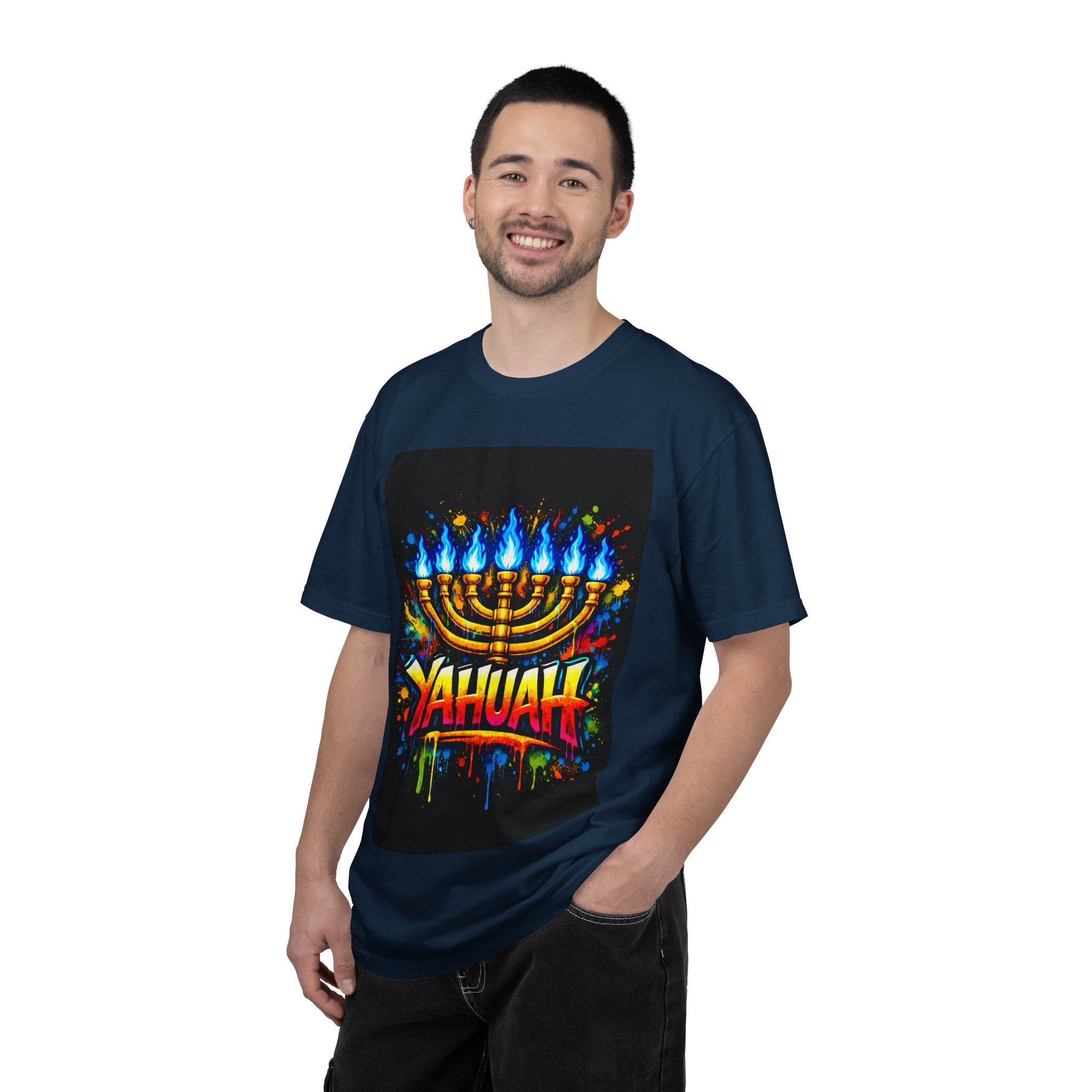 Menorah Graffiti T-Shirt — "YAHUAH" Flame Design