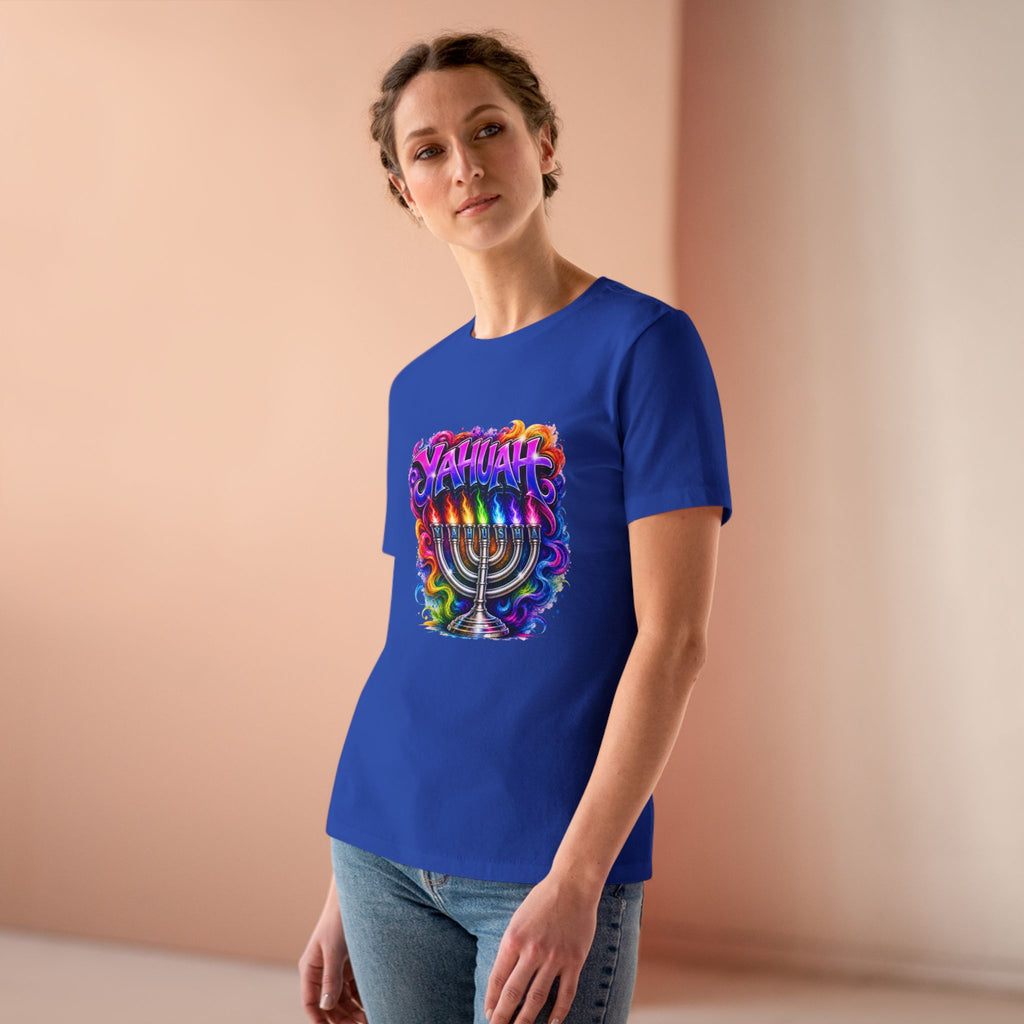 Menorah Rainbow Tee — "Yahuah Colorful Tee