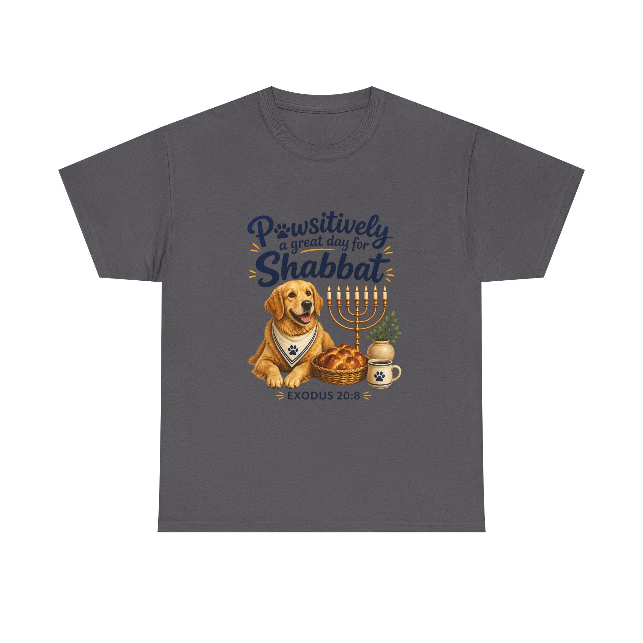 Pawsitively a Great Day for Shabbat Dog Lover Shirt – Exodus 20:8 Faith Tee
