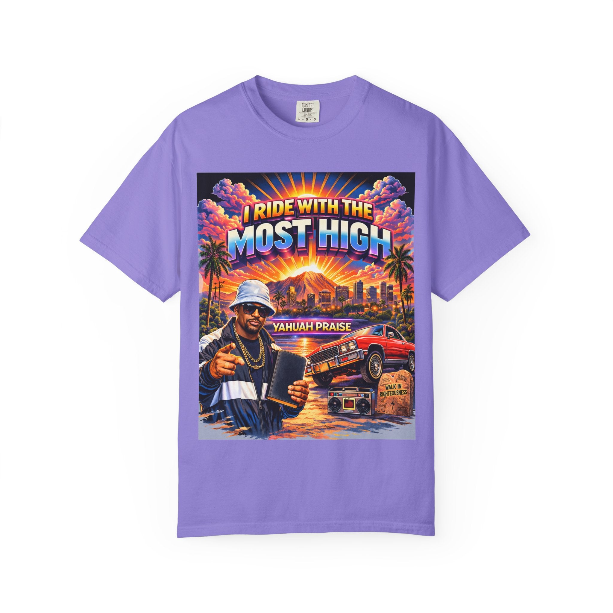 I Ride With The Most High Tee — Faith & West Coast Retro Graphic T-Shirt