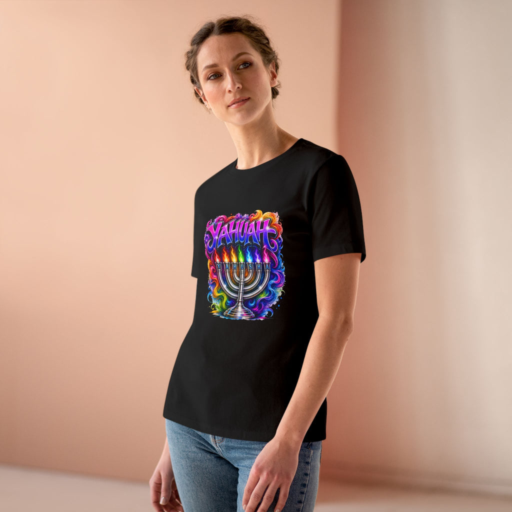 Menorah Rainbow Tee — "Yahuah Colorful Tee