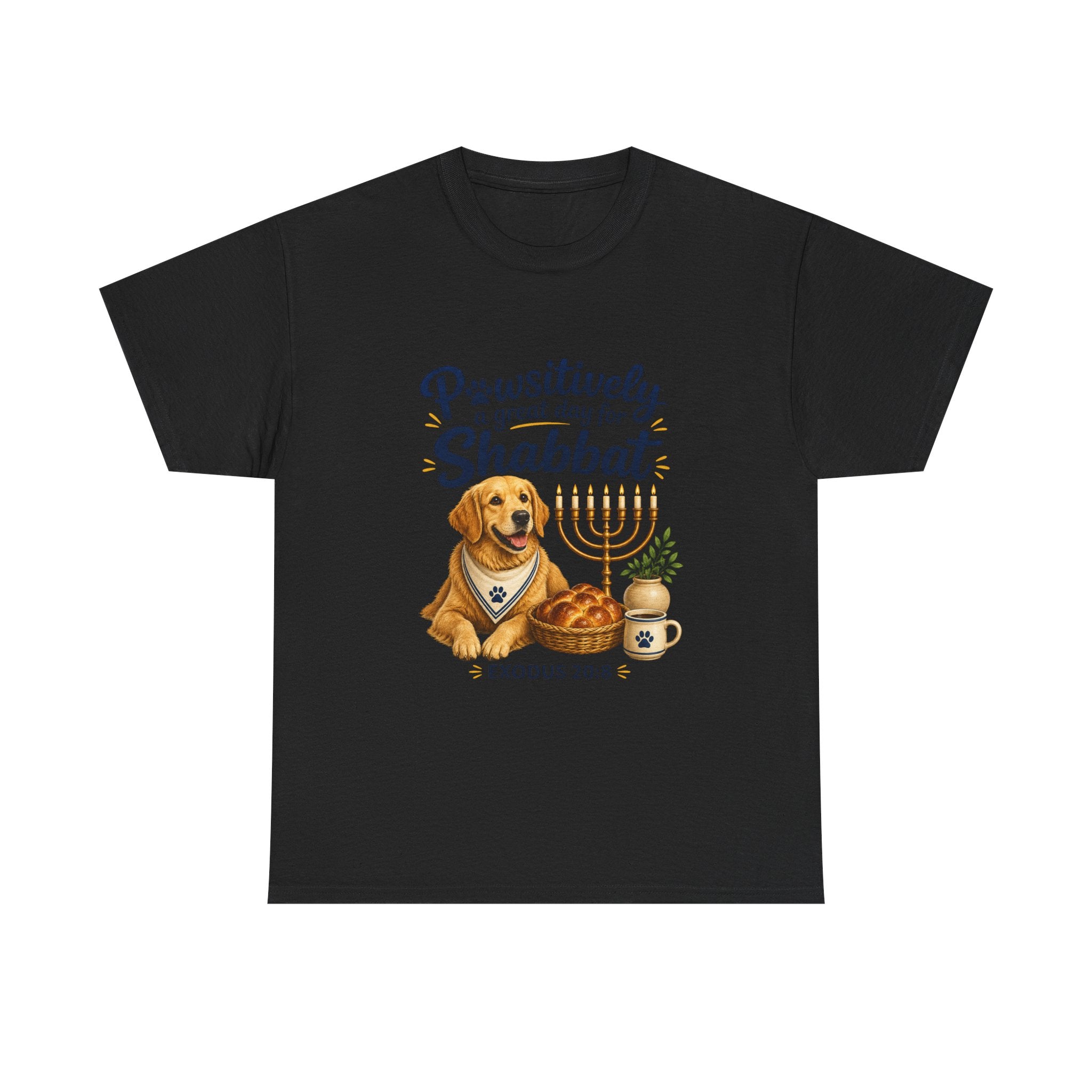 Pawsitively a Great Day for Shabbat Dog Lover Shirt – Exodus 20:8 Faith Tee