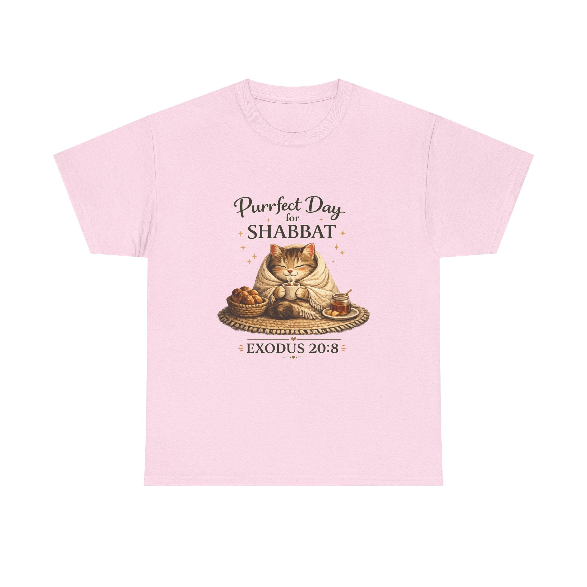Purrfect Day for Shabbat Cat Lover Tee – Exodus 20:8 Set Apart Shirt