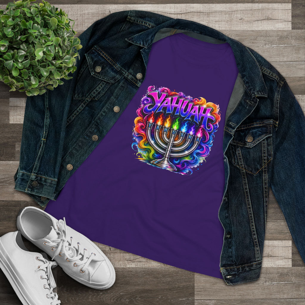 Menorah Rainbow Tee — "Yahuah Colorful Tee