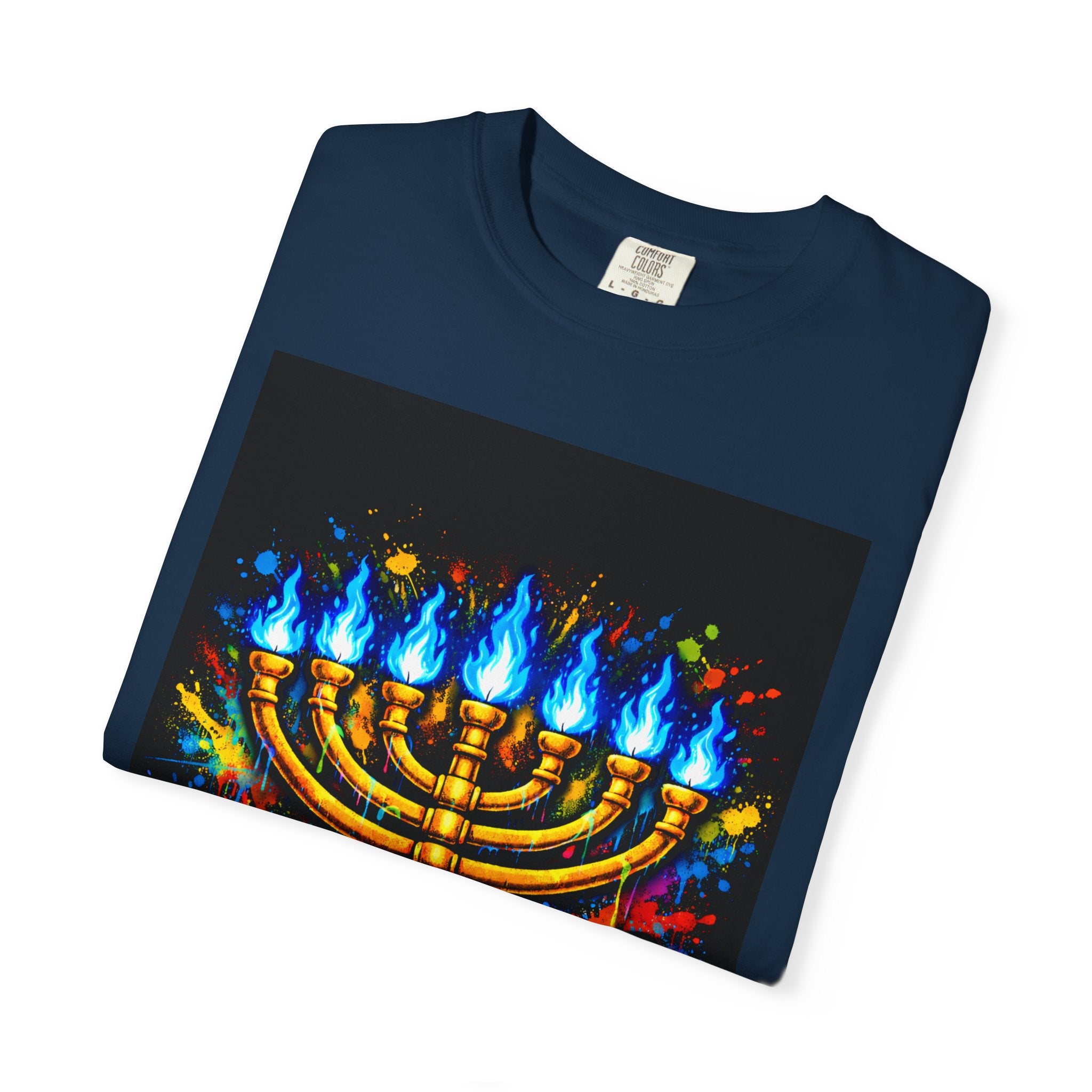 Menorah Graffiti T-Shirt — "YAHUAH" Flame Design