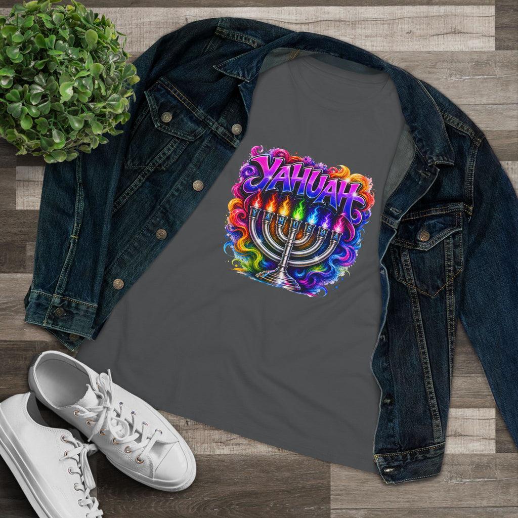 Menorah Rainbow Tee — "Yahuah Colorful Tee