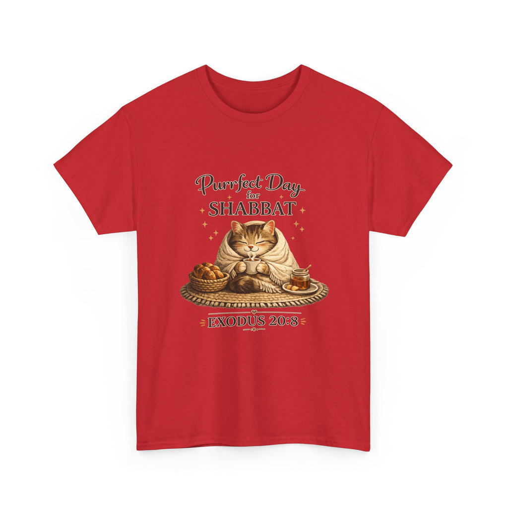 Purrfect Day for Shabbat Cat Lover Tee – Exodus 20:8 Set Apart Shirt