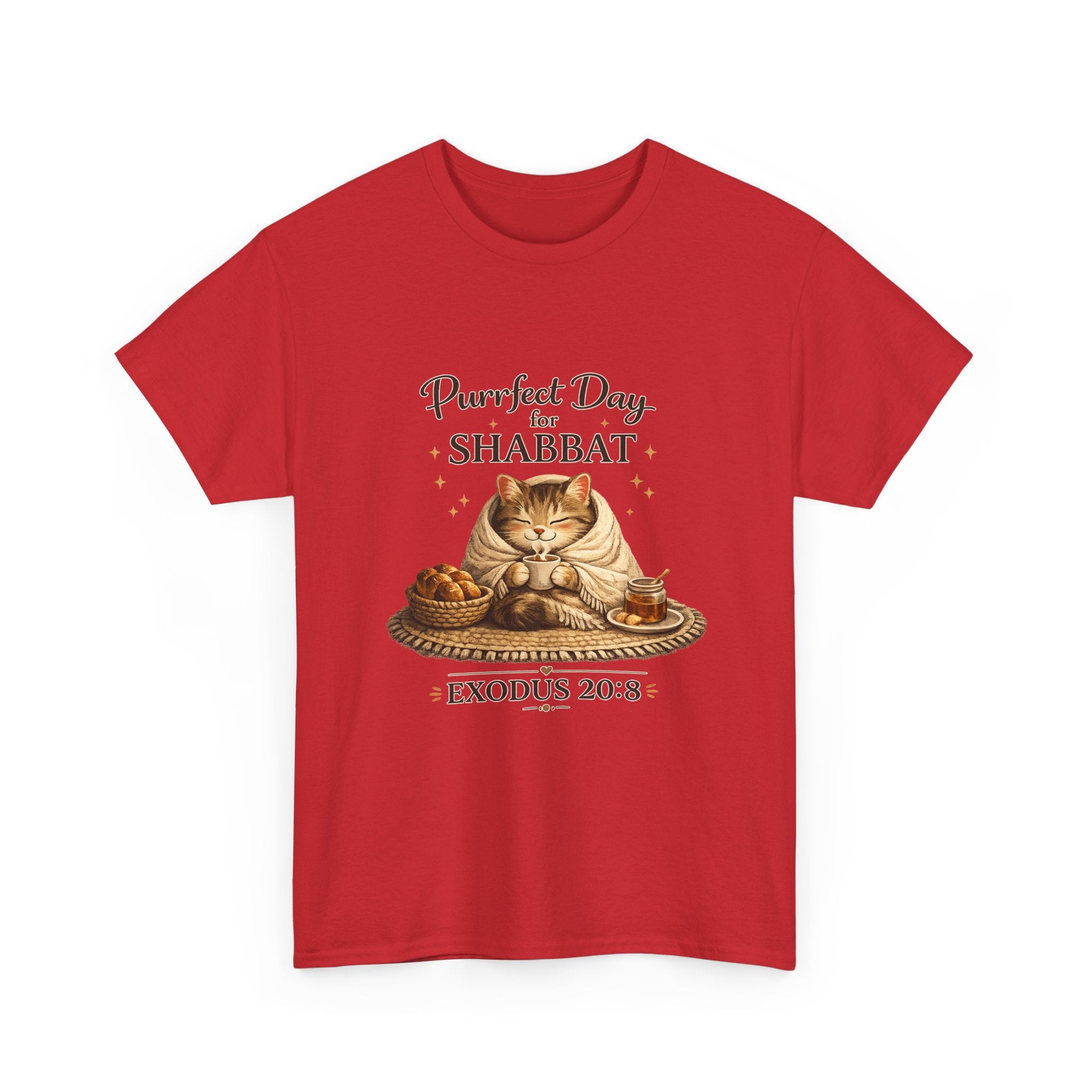 Purrfect Day for Shabbat Cat Lover Tee – Exodus 20:8 Set Apart Shirt