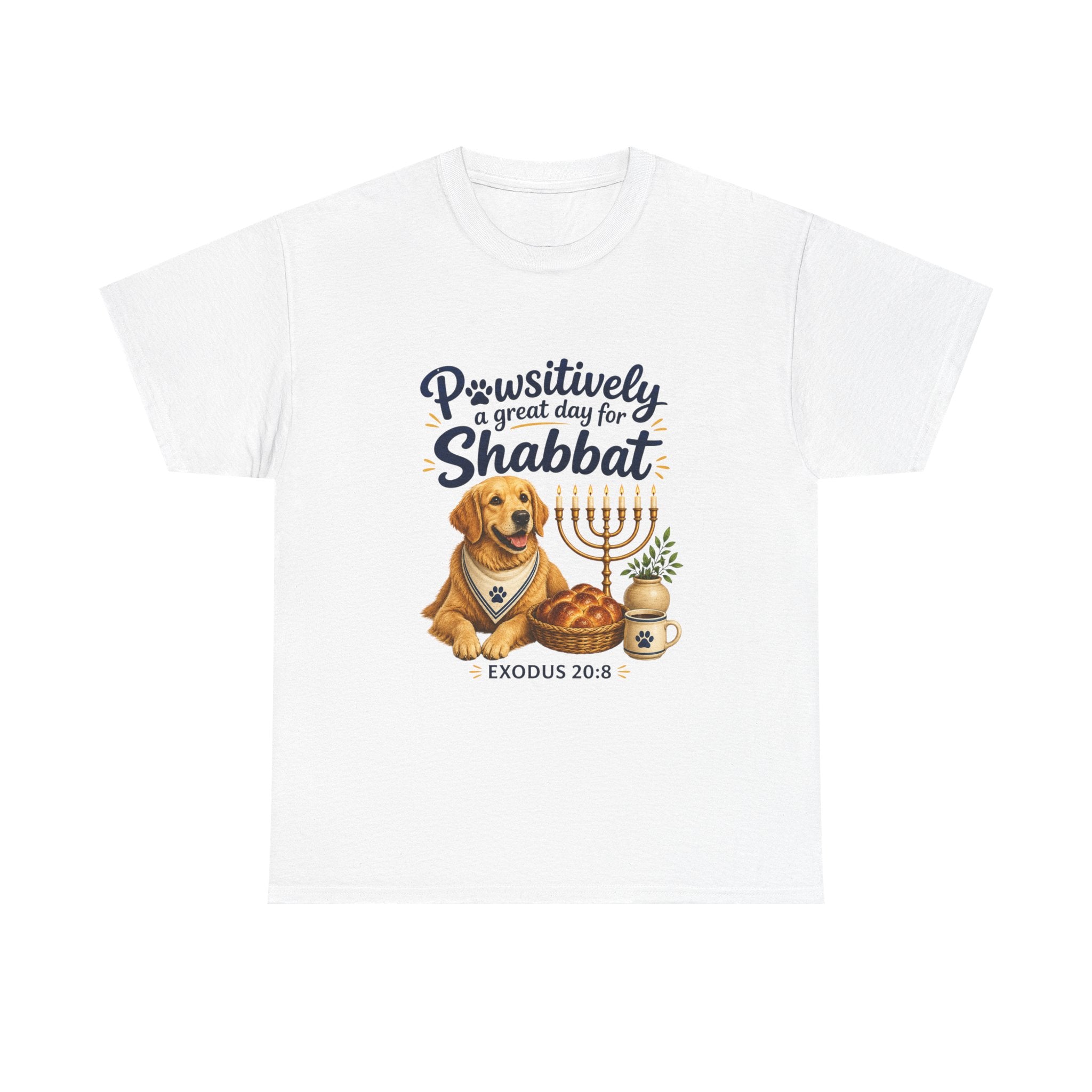 Pawsitively a Great Day for Shabbat Dog Lover Shirt – Exodus 20:8 Faith Tee