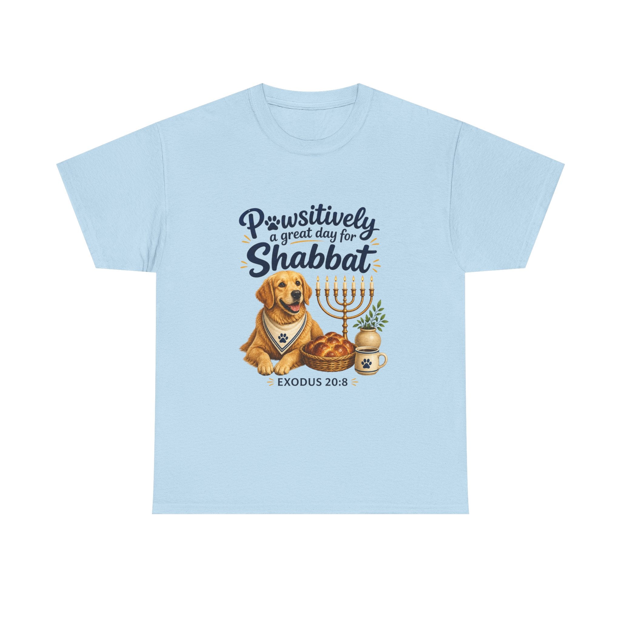 Pawsitively a Great Day for Shabbat Dog Lover Shirt – Exodus 20:8 Faith Tee