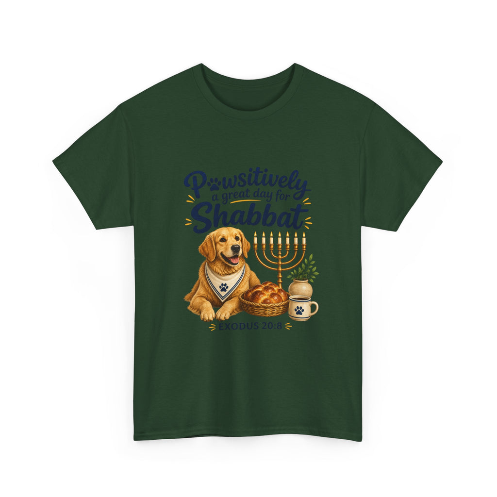 Pawsitively a Great Day for Shabbat Dog Lover Shirt – Exodus 20:8 Faith Tee