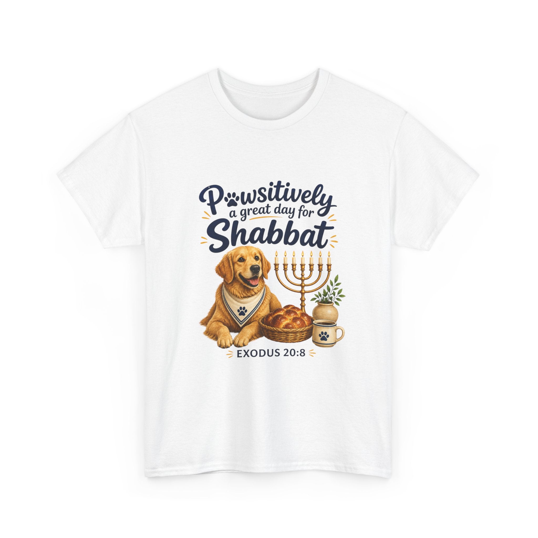 Pawsitively a Great Day for Shabbat Dog Lover Shirt – Exodus 20:8 Faith Tee