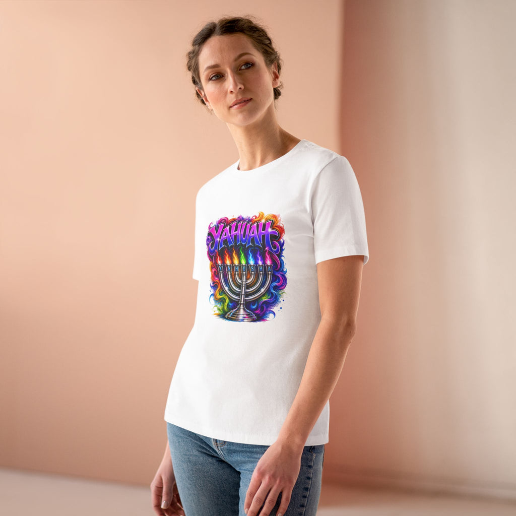 Menorah Rainbow Tee — "Yahuah Colorful Tee