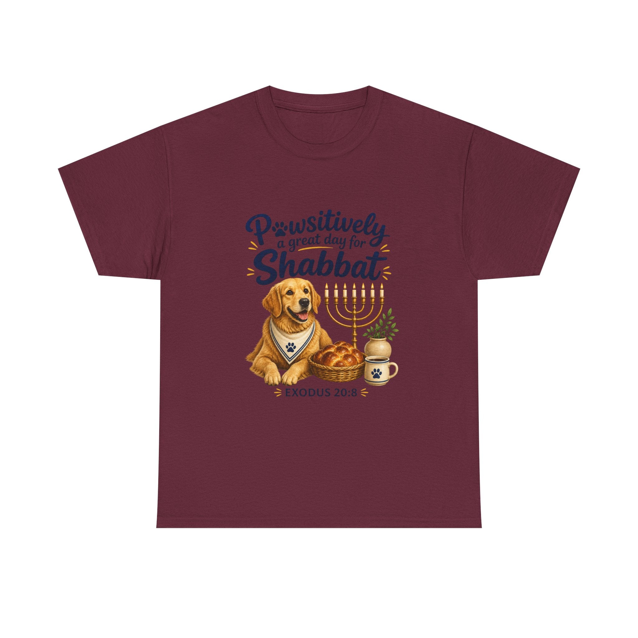 Pawsitively a Great Day for Shabbat Dog Lover Shirt – Exodus 20:8 Faith Tee