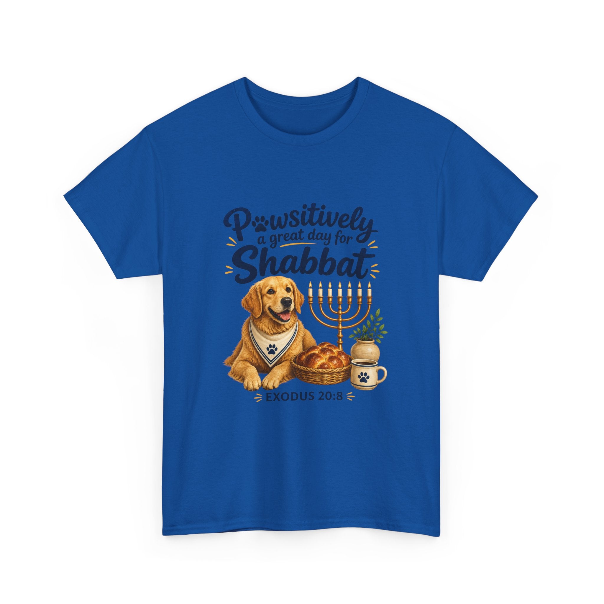 Pawsitively a Great Day for Shabbat Dog Lover Shirt – Exodus 20:8 Faith Tee