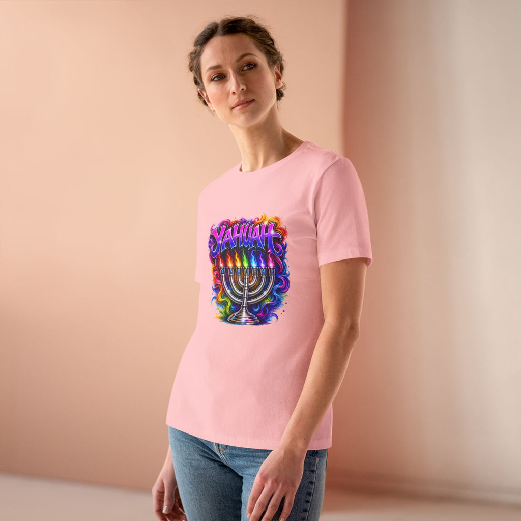 Menorah Rainbow Tee — "Yahuah Colorful Tee