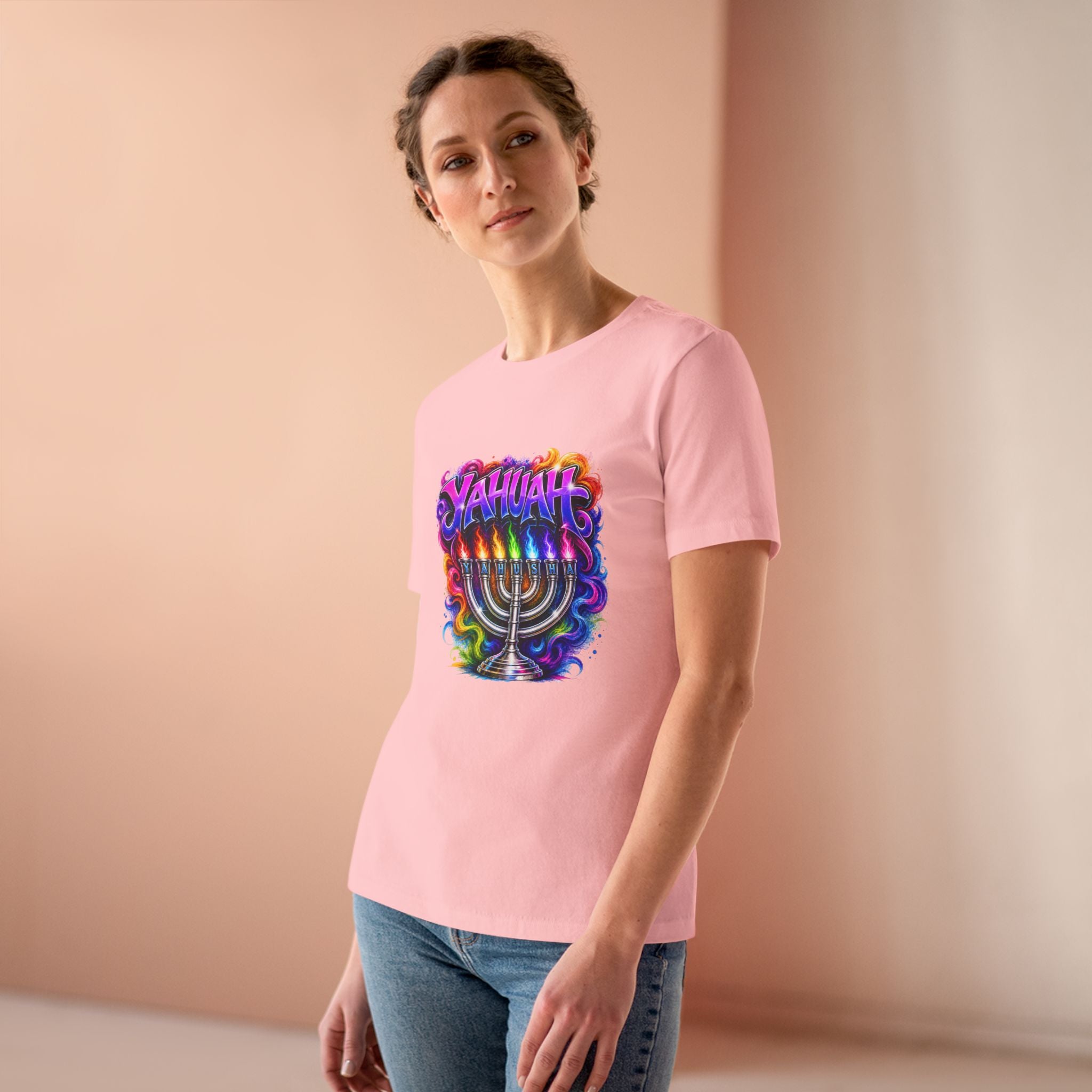 Menorah Rainbow Tee — "Yahuah Colorful Tee