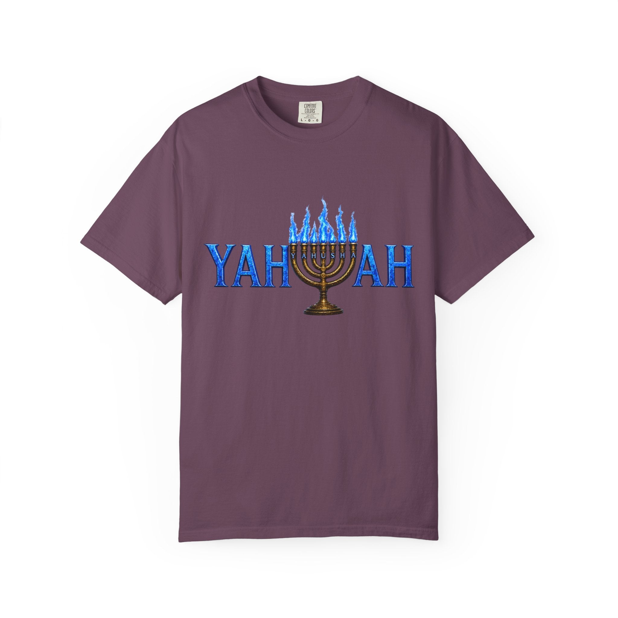 Yahuah Menorah Shirt with Yahusha the son's Name on the Menorah