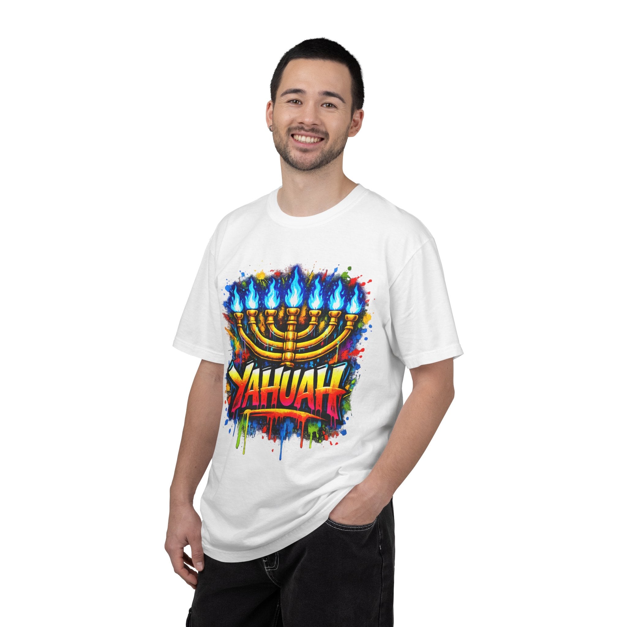 Menorah Graffiti T-Shirt — "YAHUAH" Flame Design