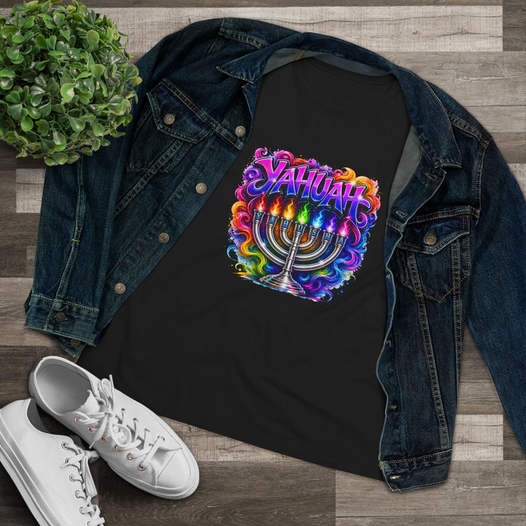 Menorah Rainbow Tee — "Yahuah Colorful Tee