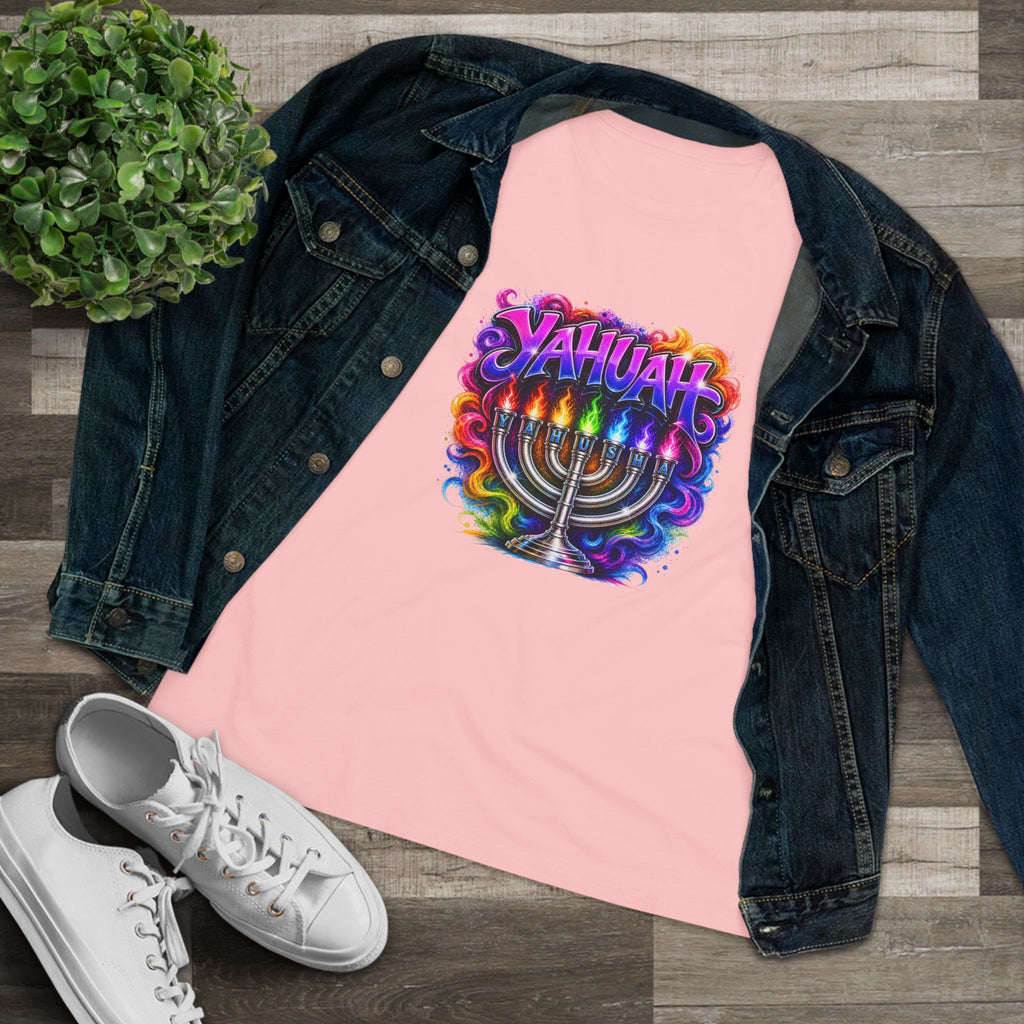Menorah Rainbow Tee — "Yahuah Colorful Tee