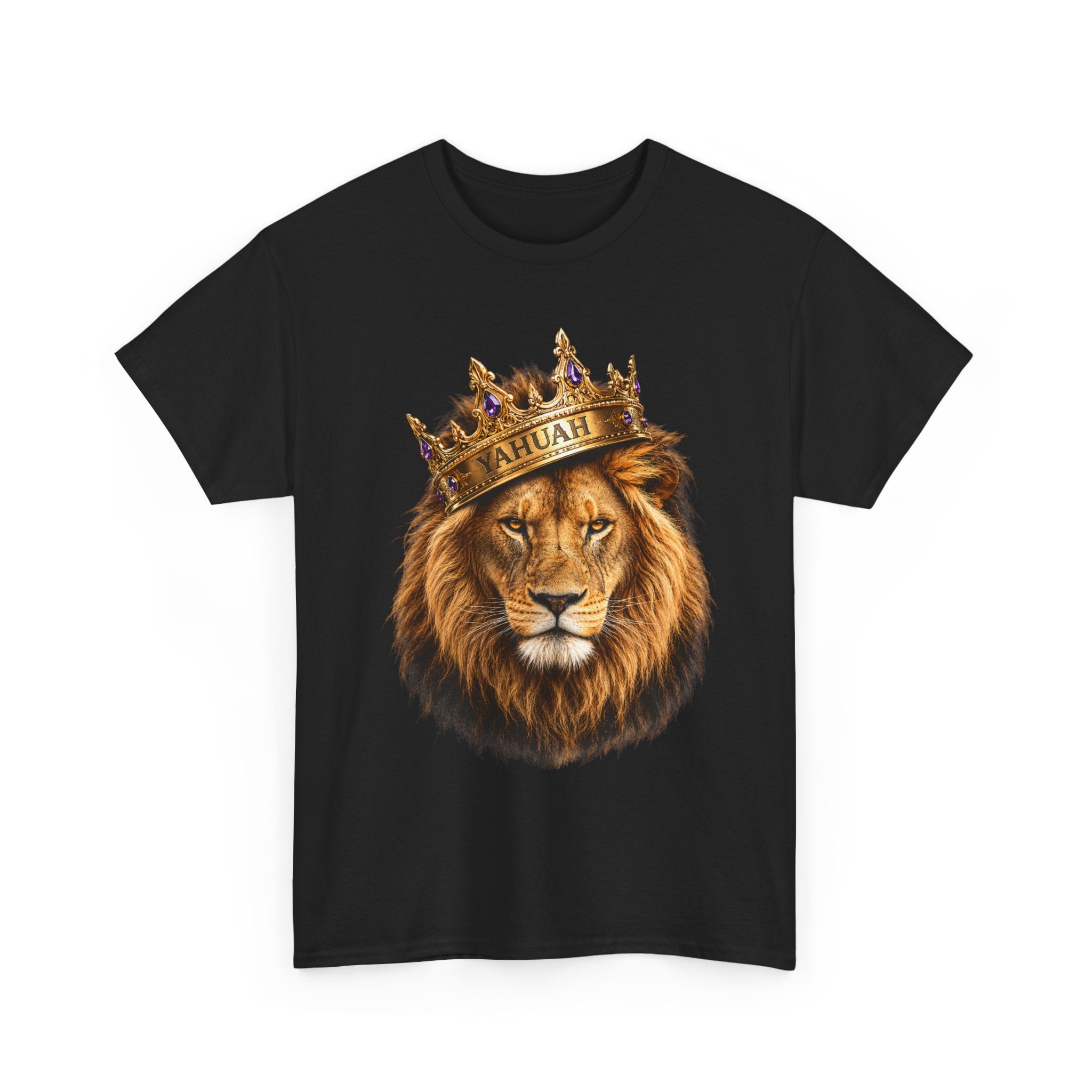 Yahuah Lion Of Yahudah King Crown T-Shirt — Regal Lion Graphic Tee