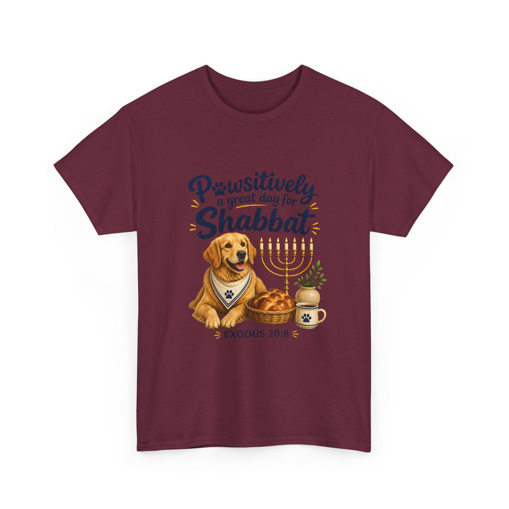 Pawsitively a Great Day for Shabbat Dog Lover Shirt – Exodus 20:8 Faith Tee