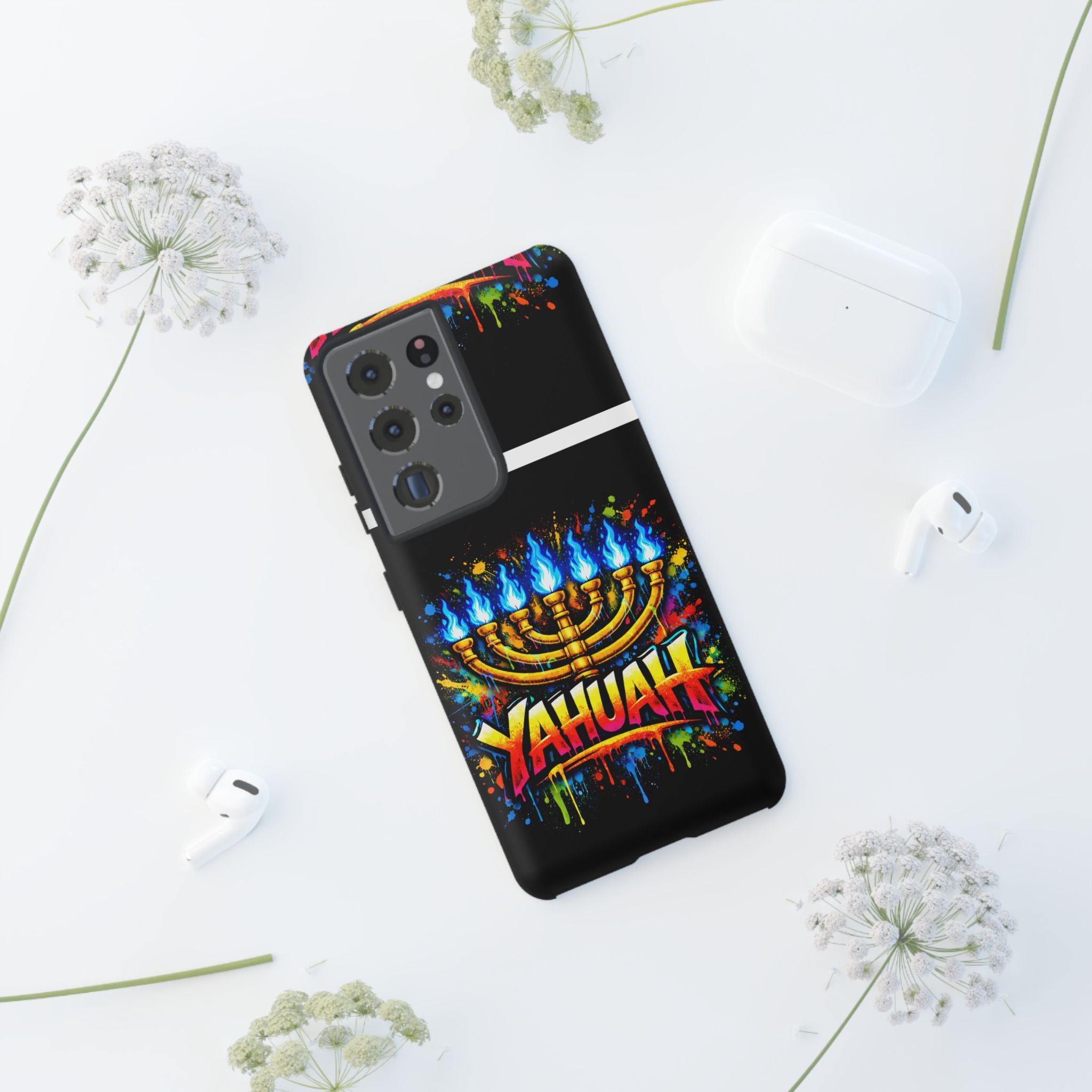 Menorah Yahuah Phone Case — Colorful Graffiti Protective Case