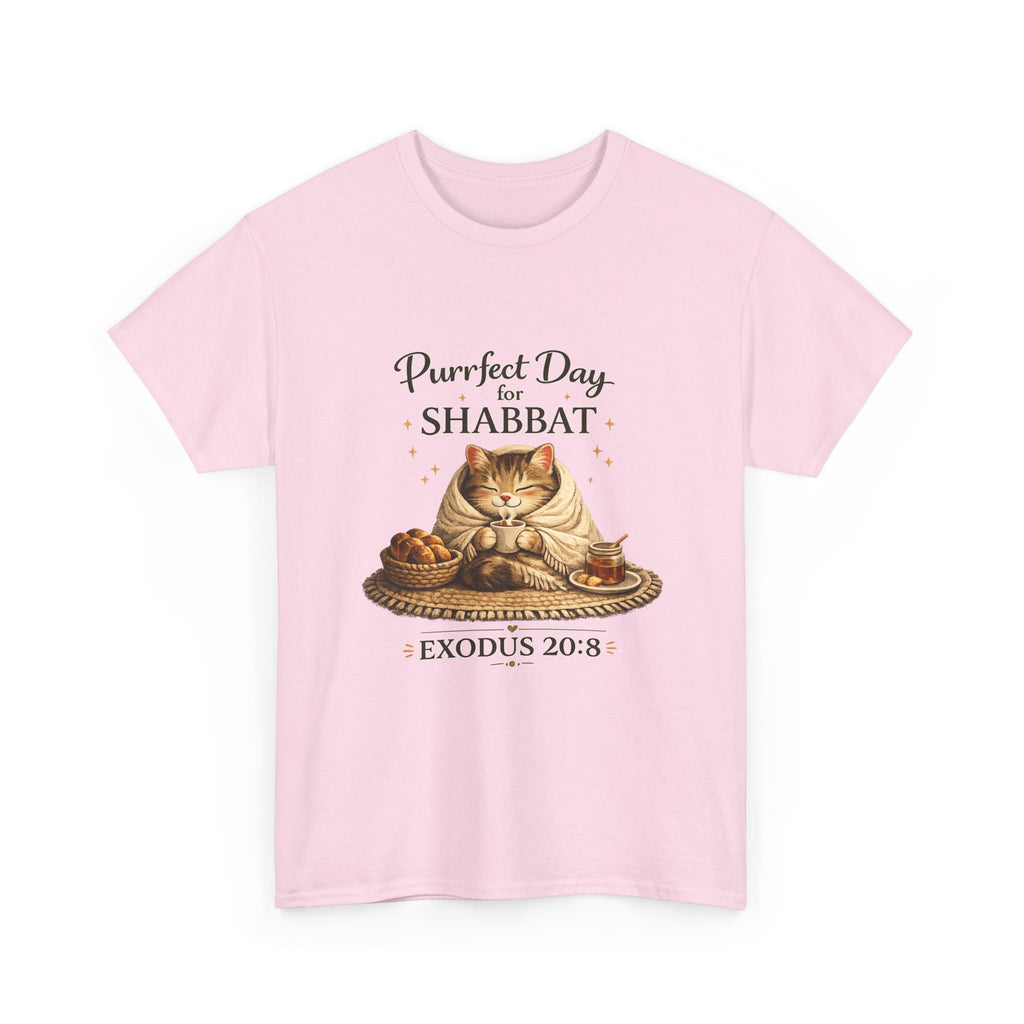Purrfect Day for Shabbat Cat Lover Tee – Exodus 20:8 Set Apart Shirt