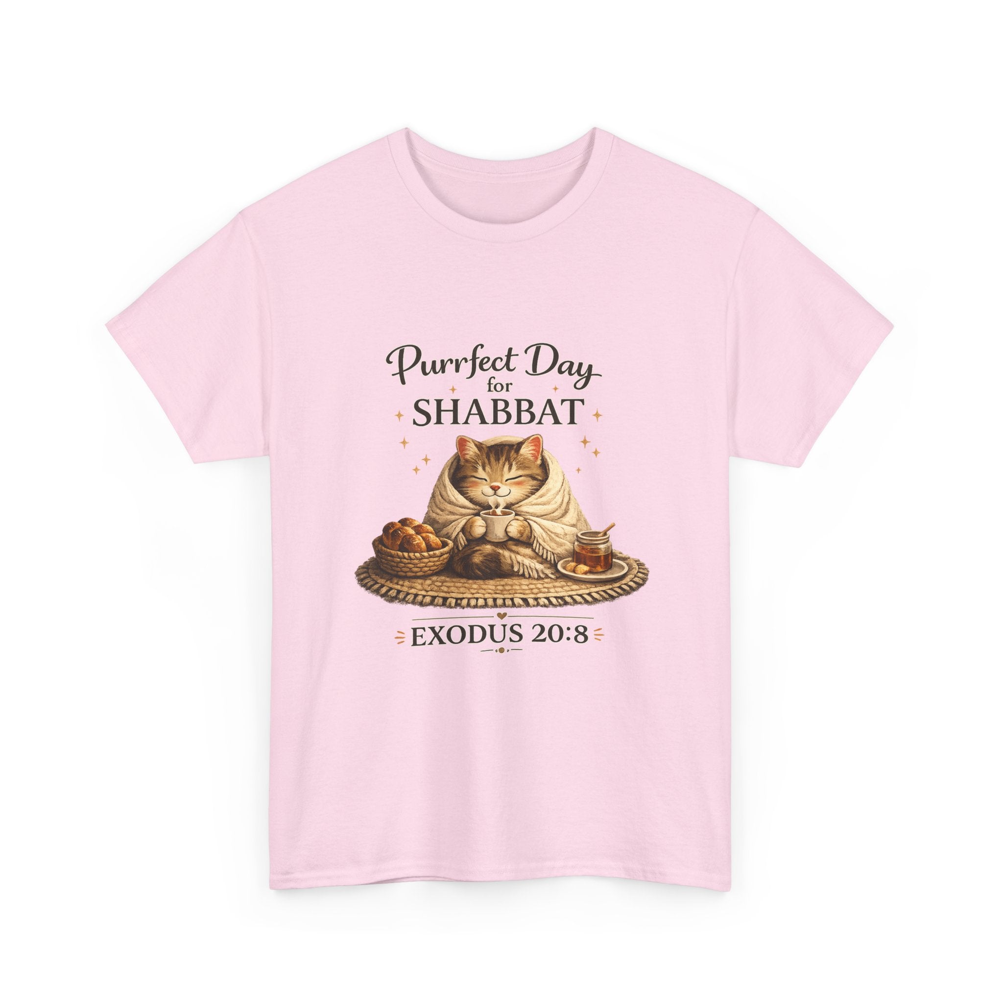 Purrfect Day for Shabbat Cat Lover Tee – Exodus 20:8 Set Apart Shirt