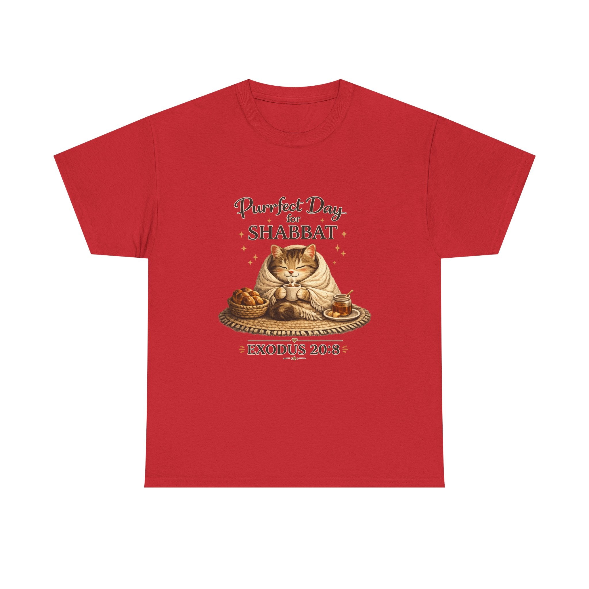 Purrfect Day for Shabbat Cat Lover Tee – Exodus 20:8 Set Apart Shirt